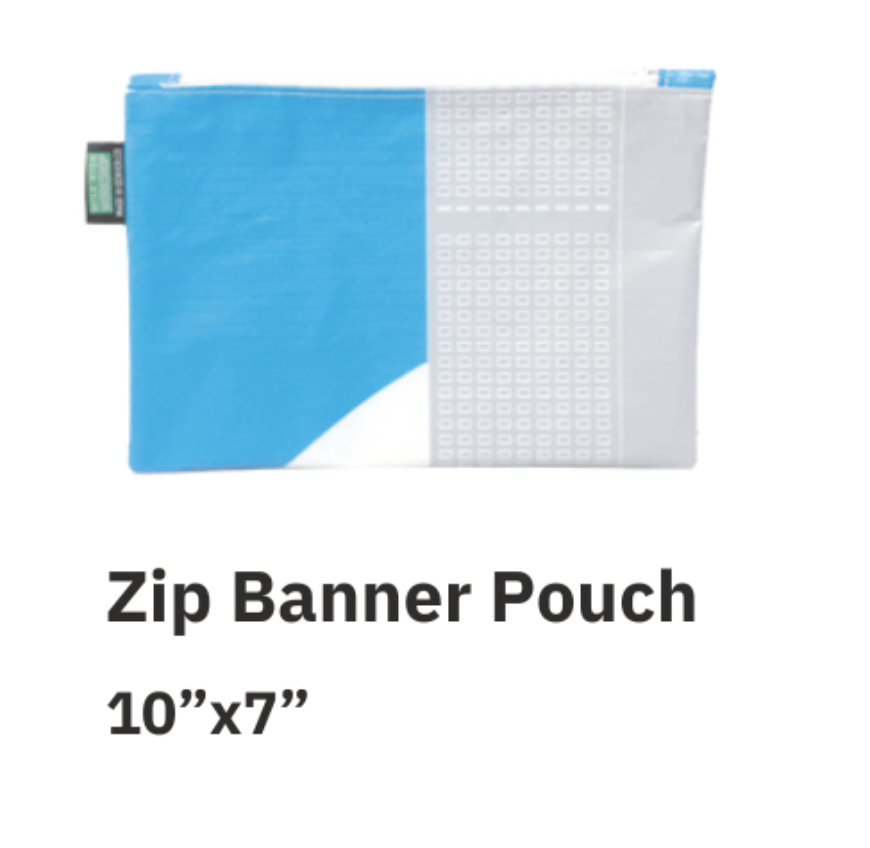 Repurposed Zip Banner Pouch - Fabric
