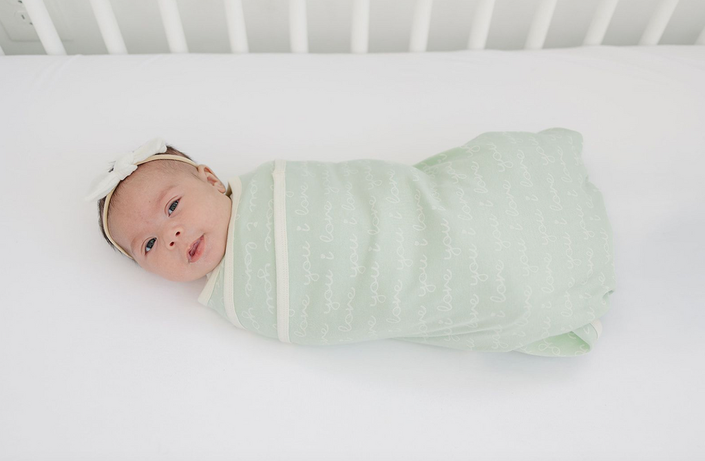 GOTS Certified Organic Cotton Blanket - I Love You (Desert Green)