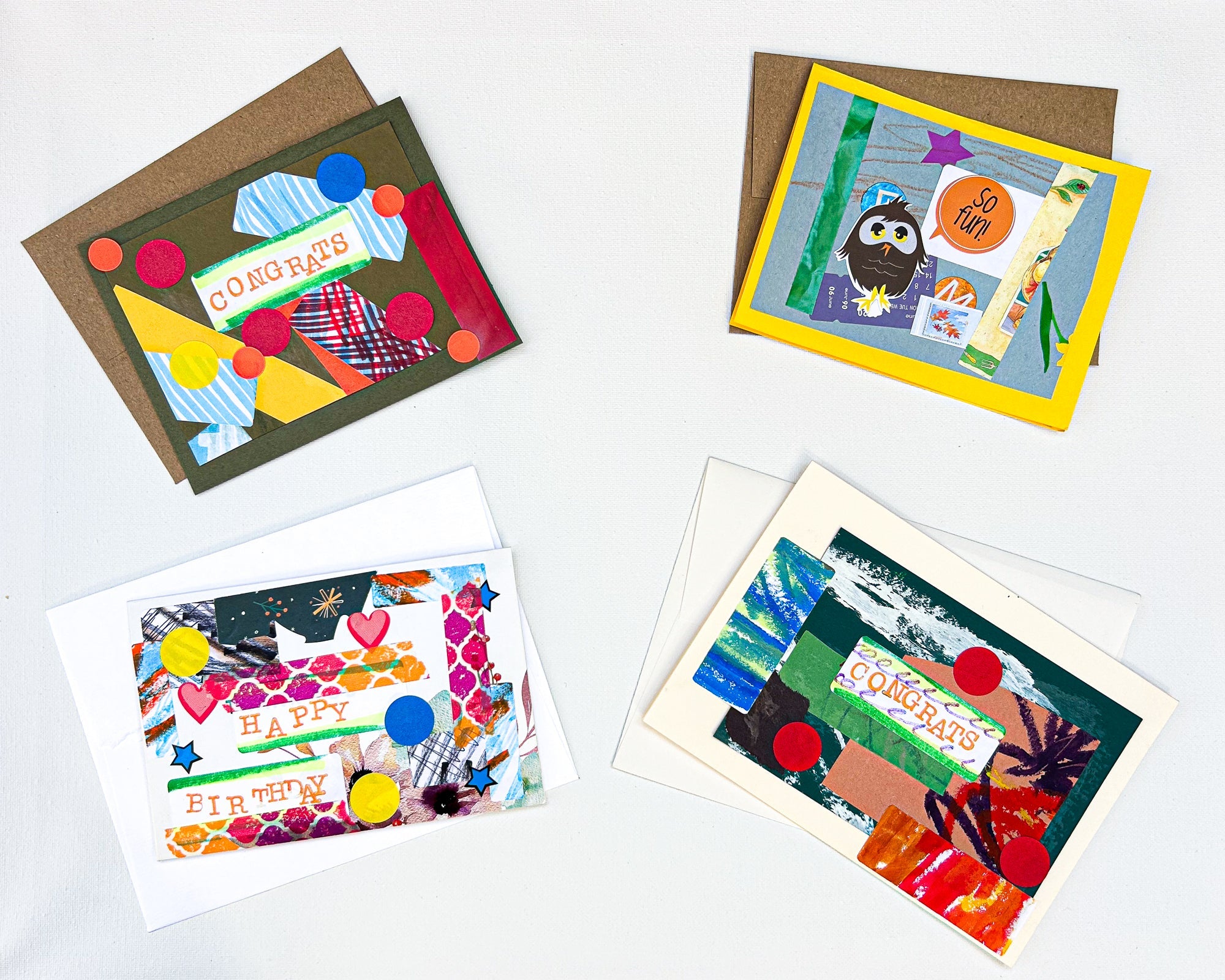 Upcycled Collage Cards by Constance Wilde - Birthday and Special Occassion