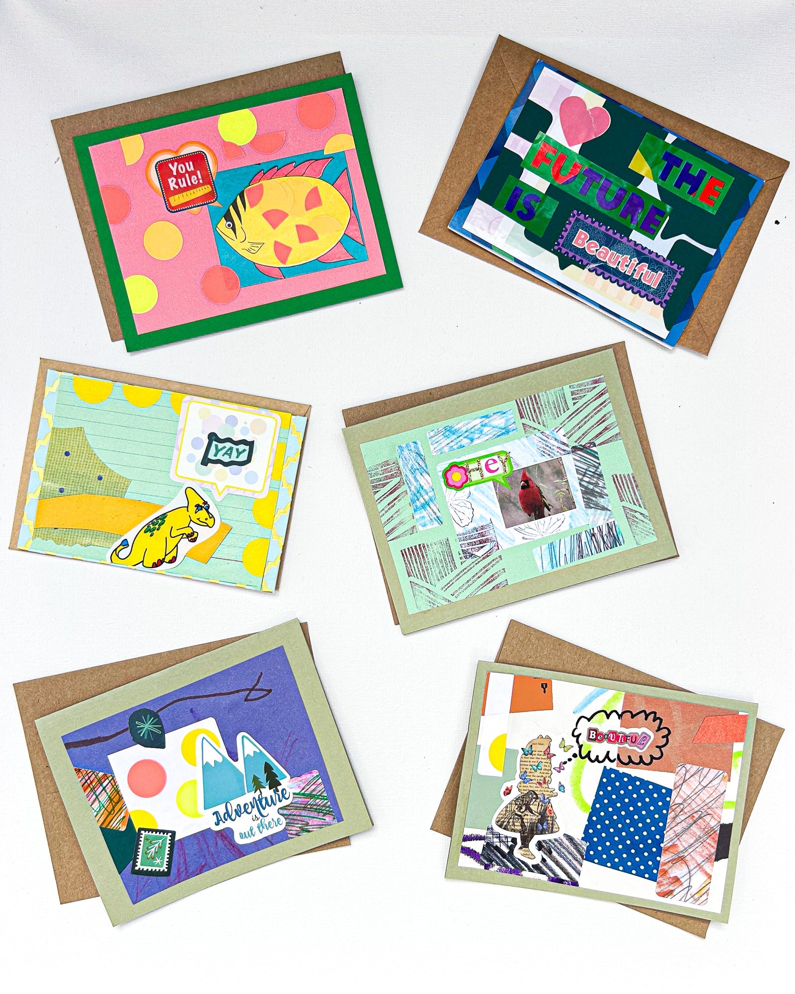 Pep Talk Upcycled Collage Cards by Constance Wilde