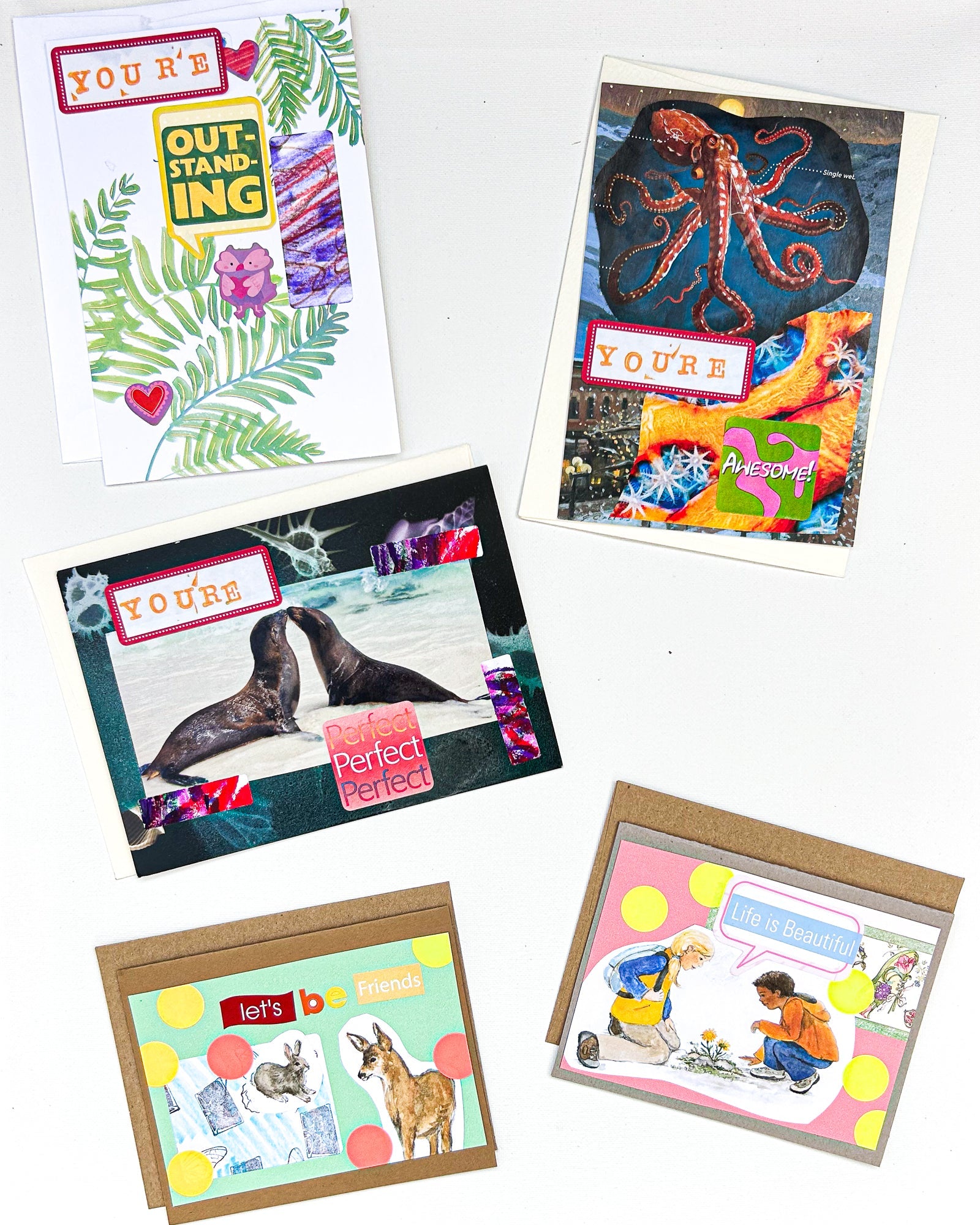 Pep Talk Upcycled Collage Cards by Constance Wilde