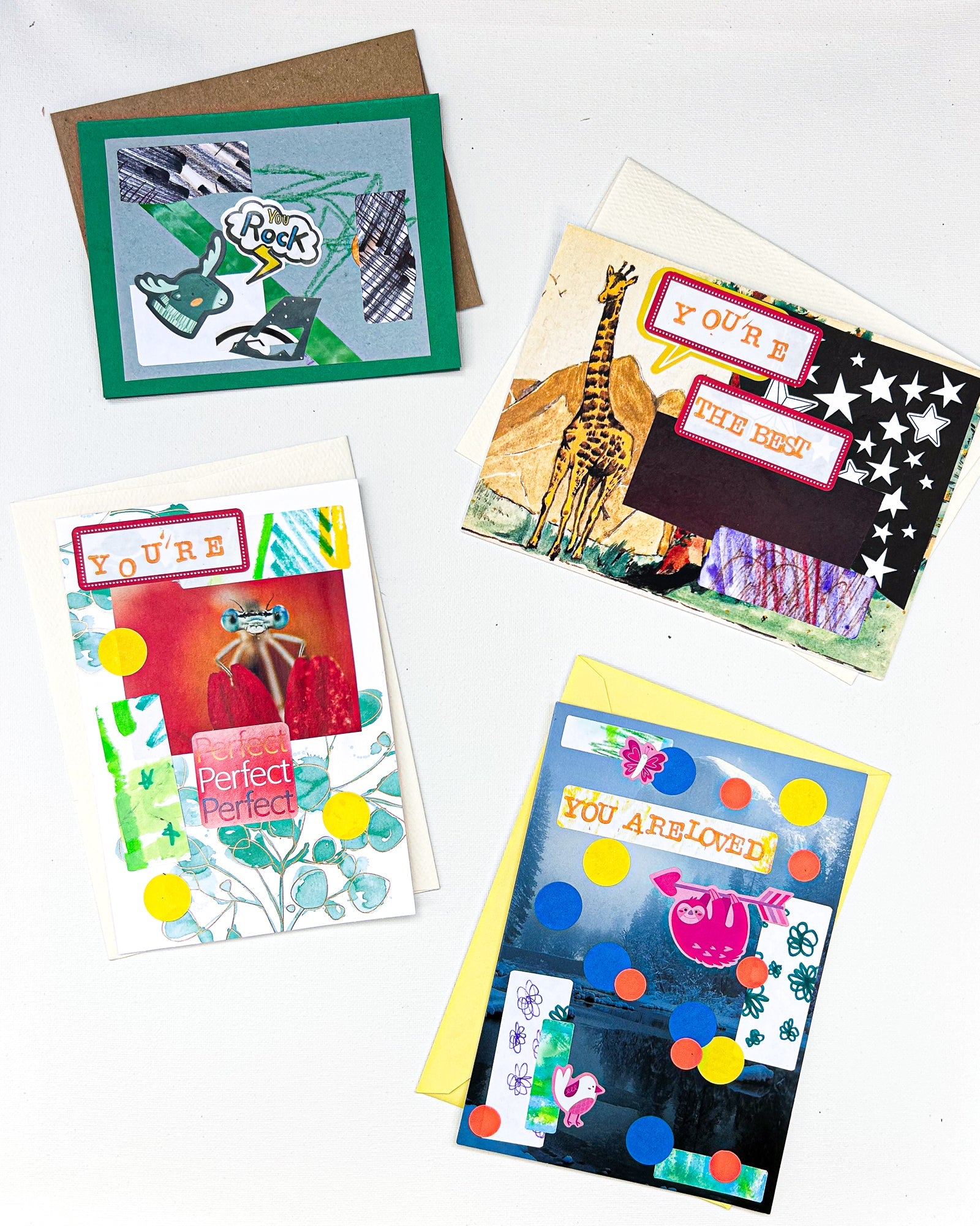 Pep Talk Upcycled Collage Cards by Constance Wilde