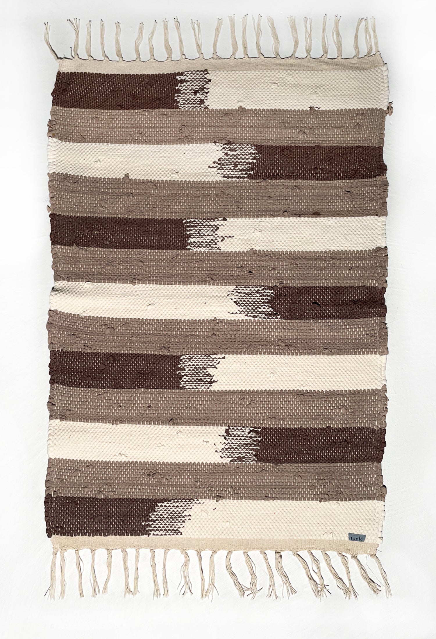 nimol handwoven rug with ties - natural tones