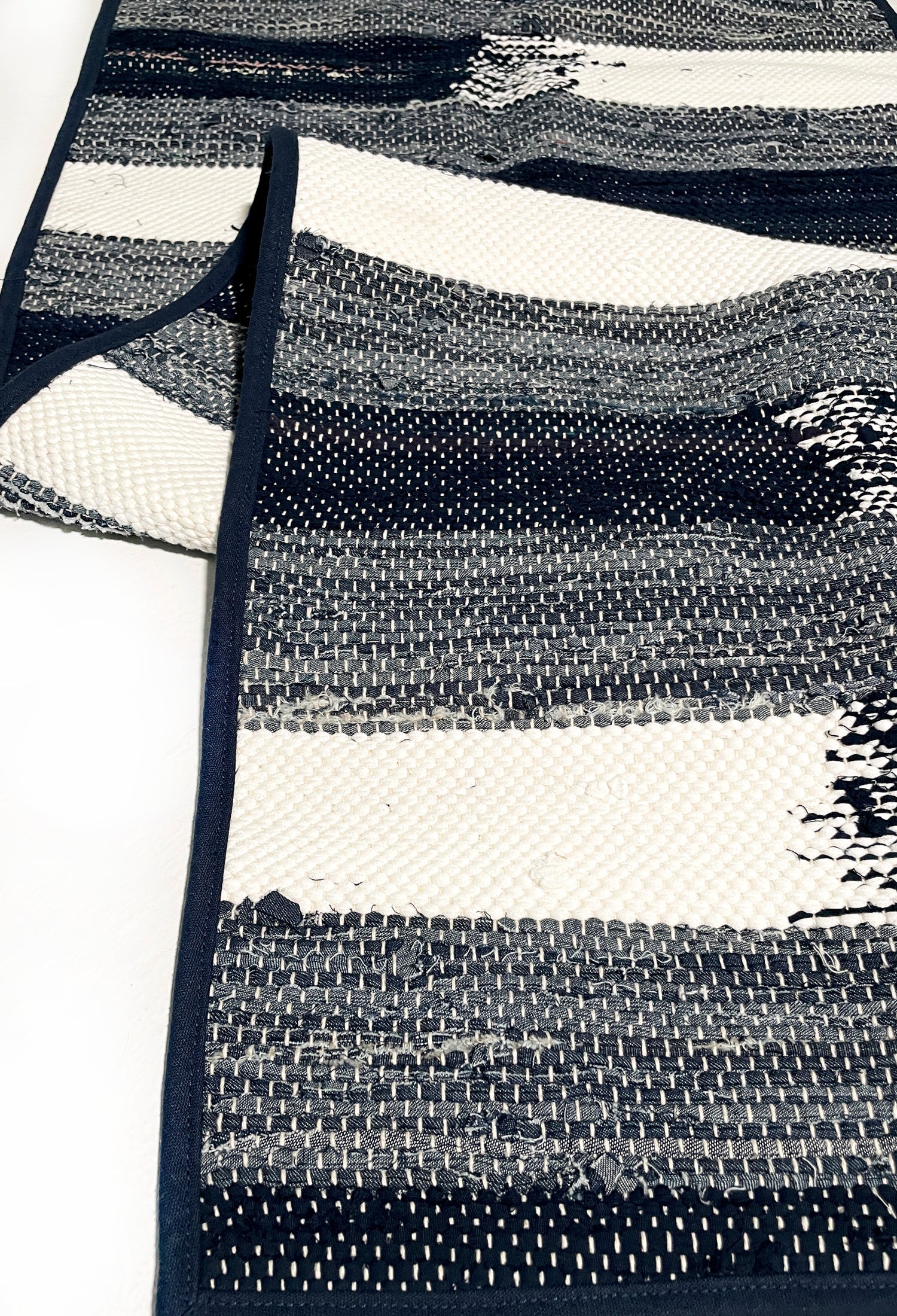 piseth handwoven rug - navy and blue tones