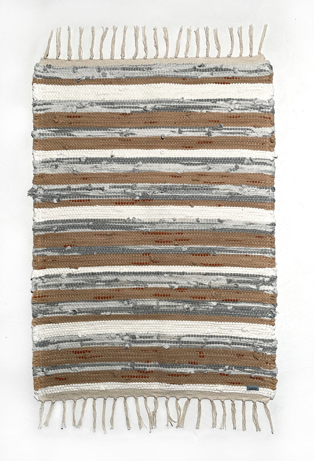 nimol handwoven rug with ties - natural tones