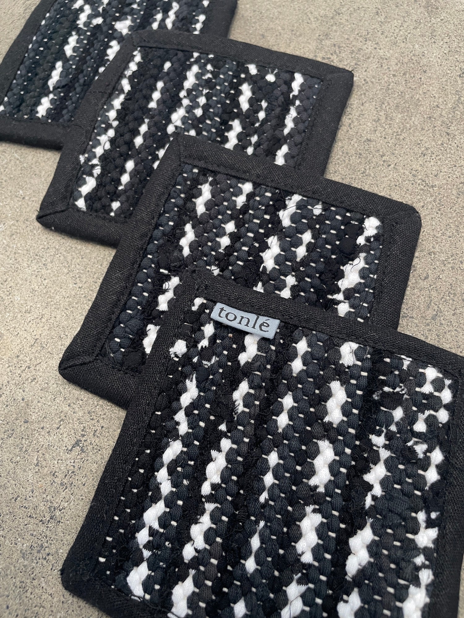 pailin handwoven coasters - small stripes - set of 4