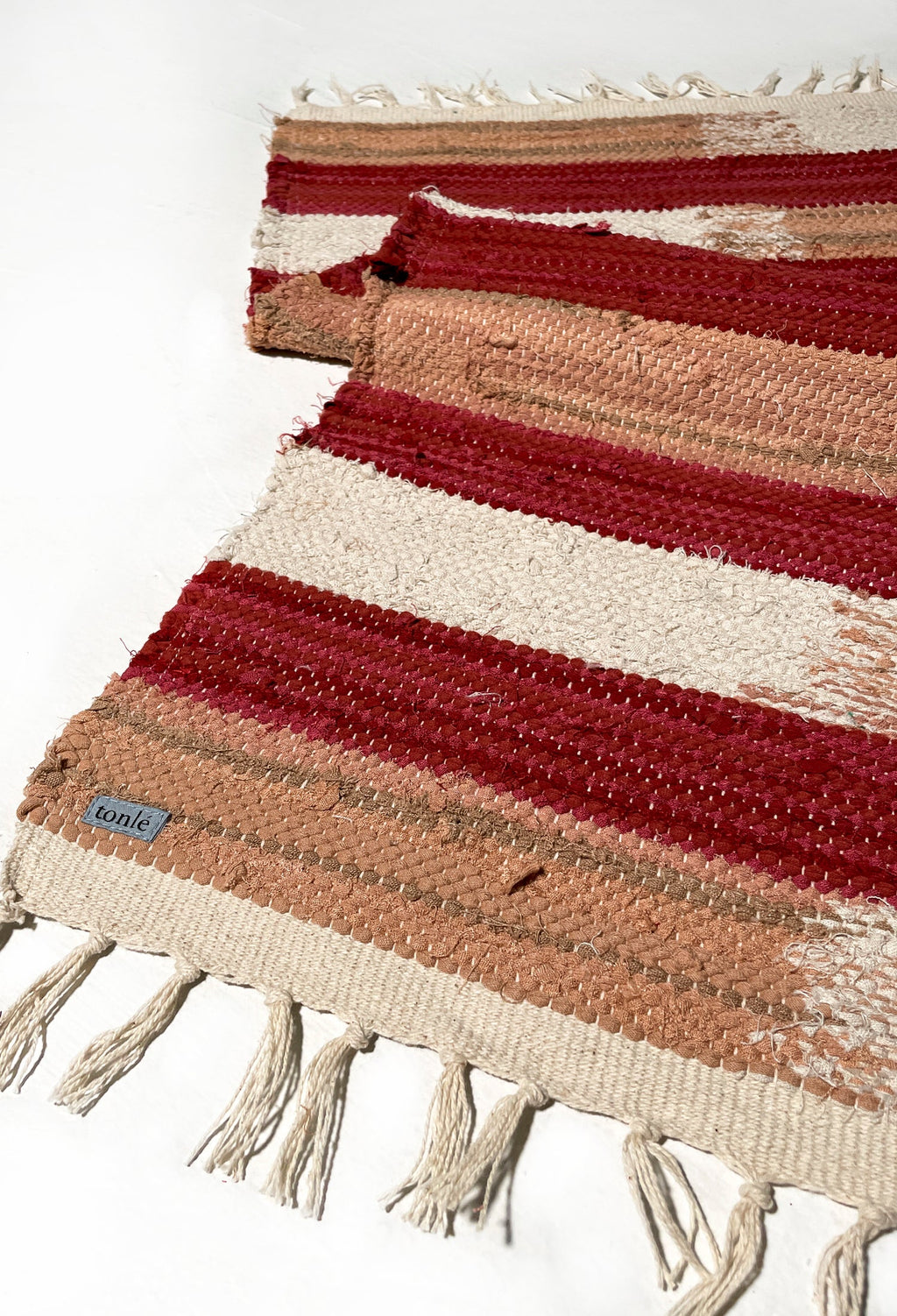 nimol handwoven rug with ties - natural tones