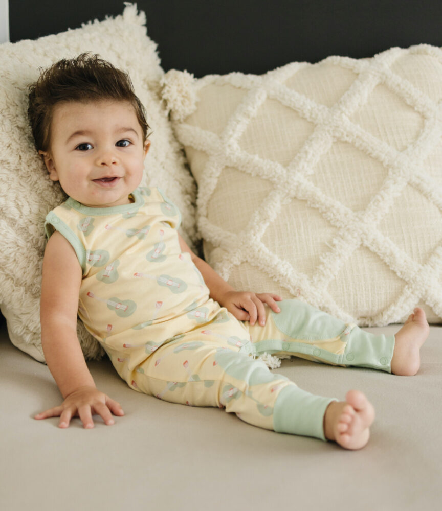 GOTS Certified Organic Cotton Sleeveless Crawler - Ukulele