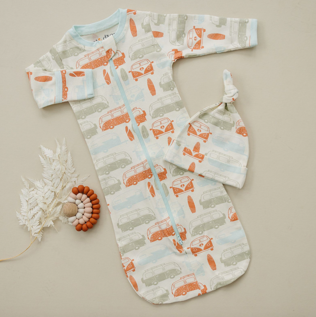 GOTS Certified Organic Cotton Sleepsack - Vintage Busses