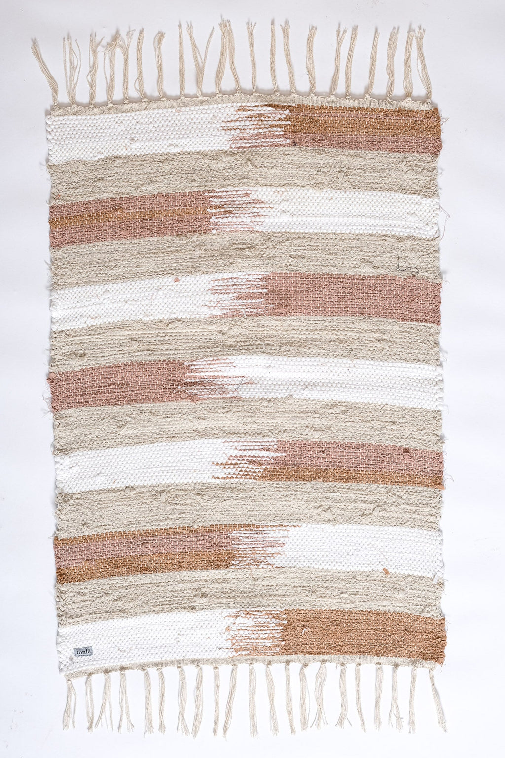 nimol handwoven rug with ties - natural tones