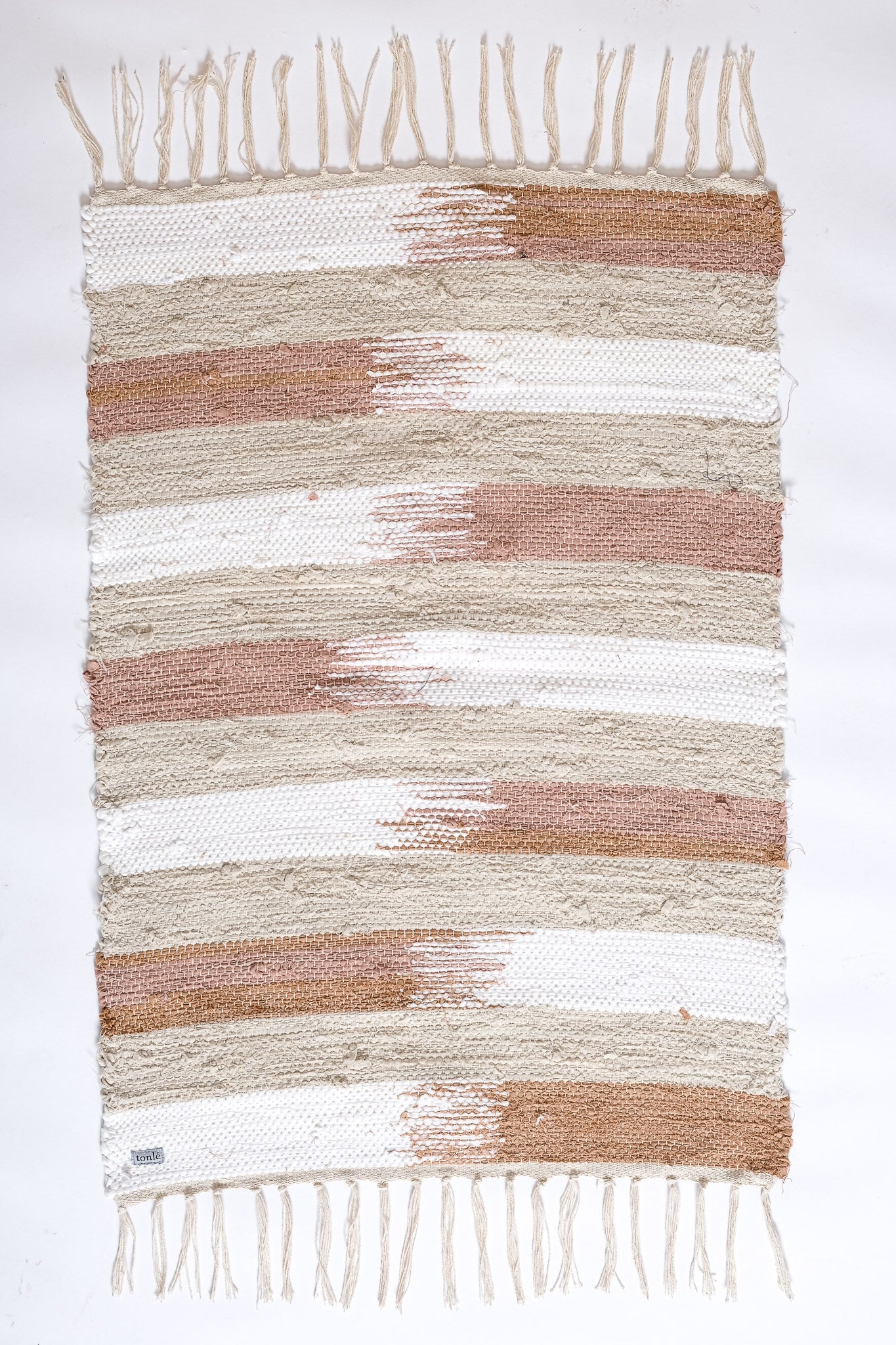 nimol handwoven rug with ties - natural tones