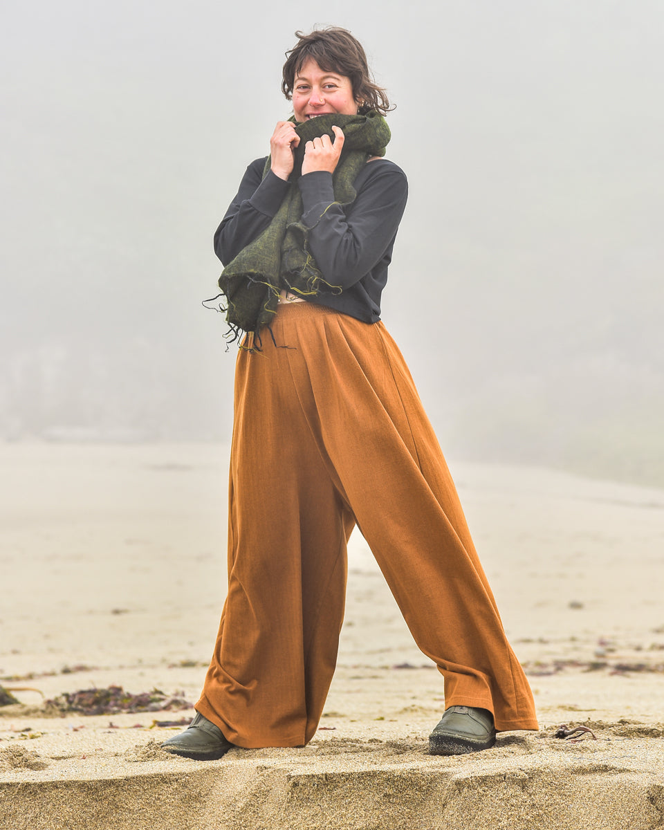 wide leg organic jacquard pants