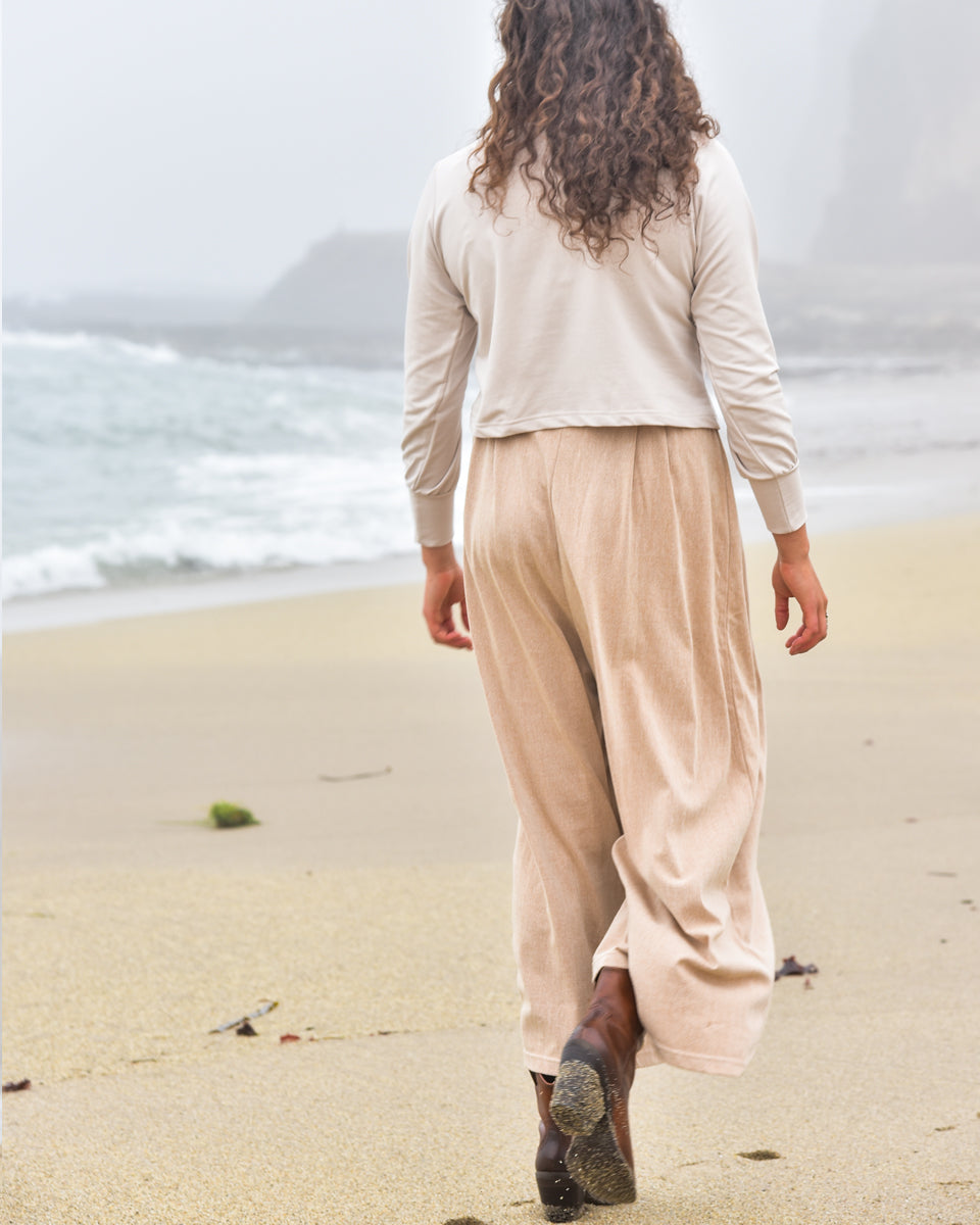 wide leg organic jacquard pants