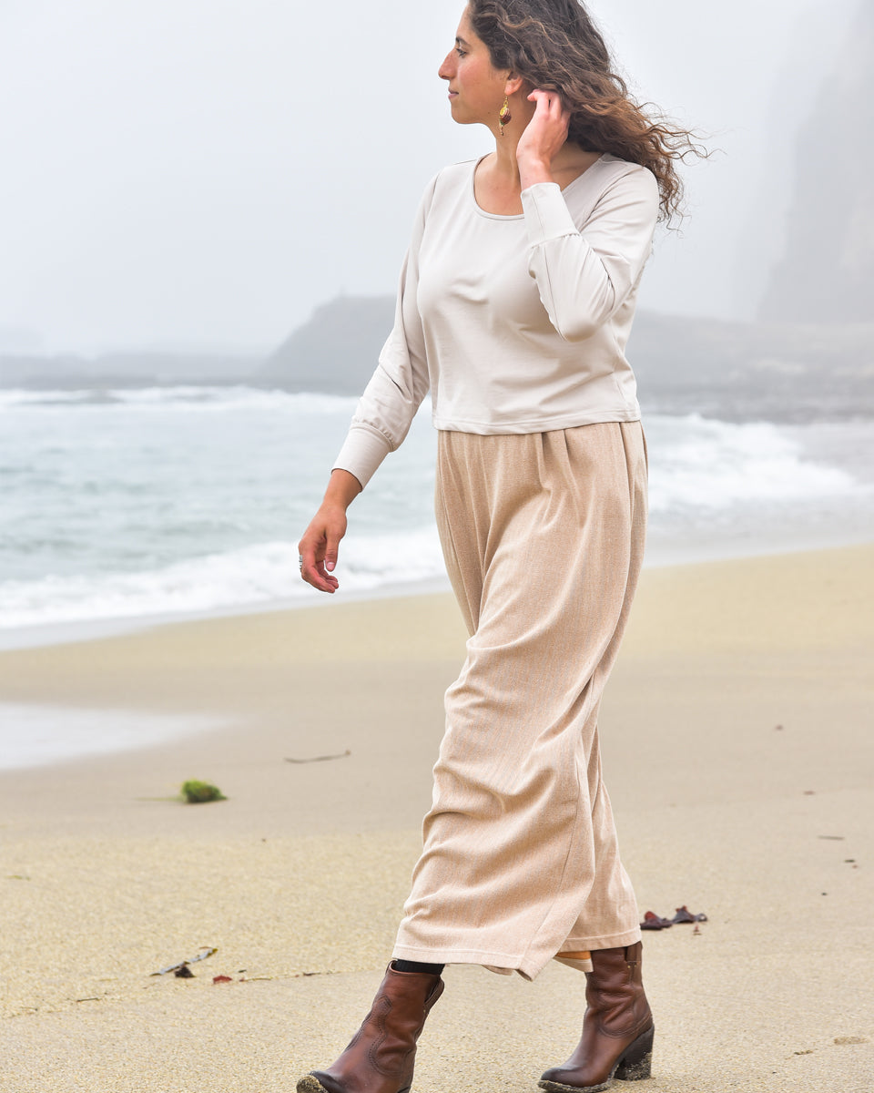 wide leg organic jacquard pants