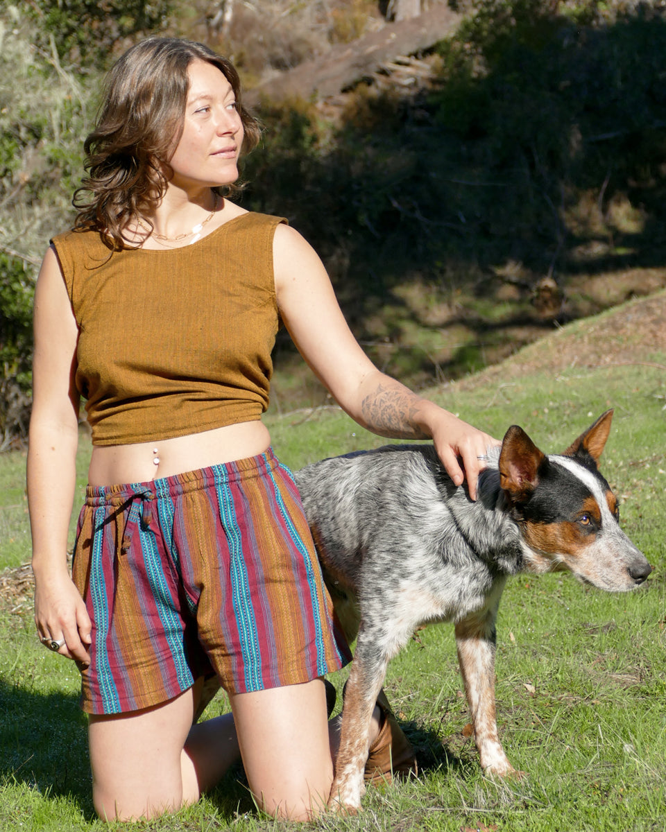 striped cotton shorts
