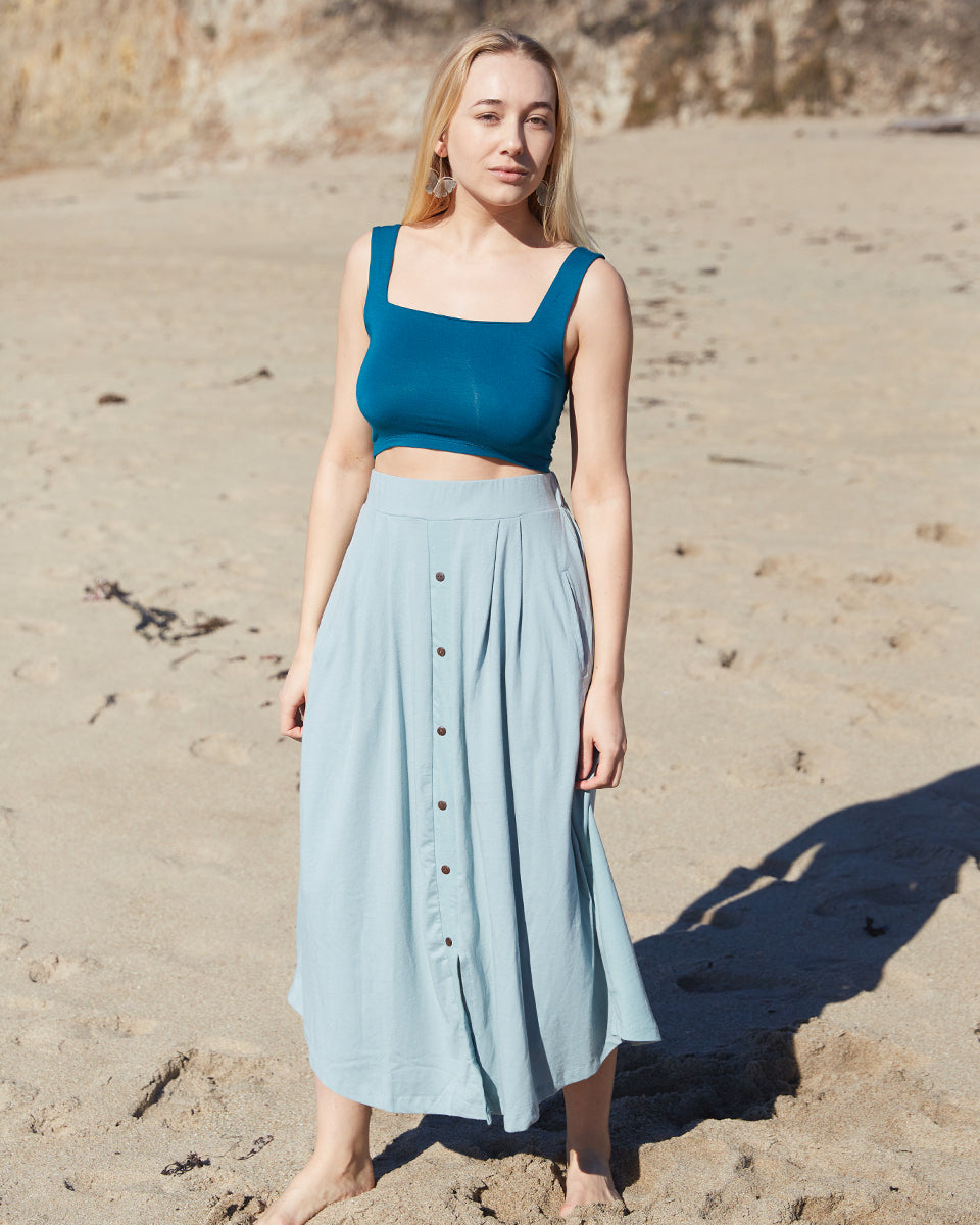 organic button down maxi skirt