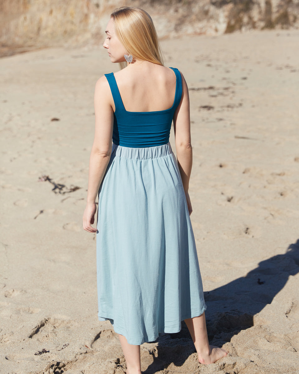 organic button down maxi skirt