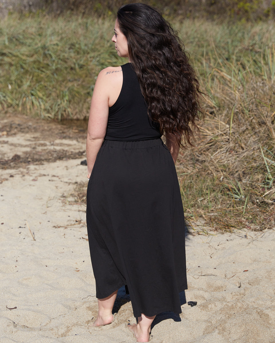 organic button down maxi skirt