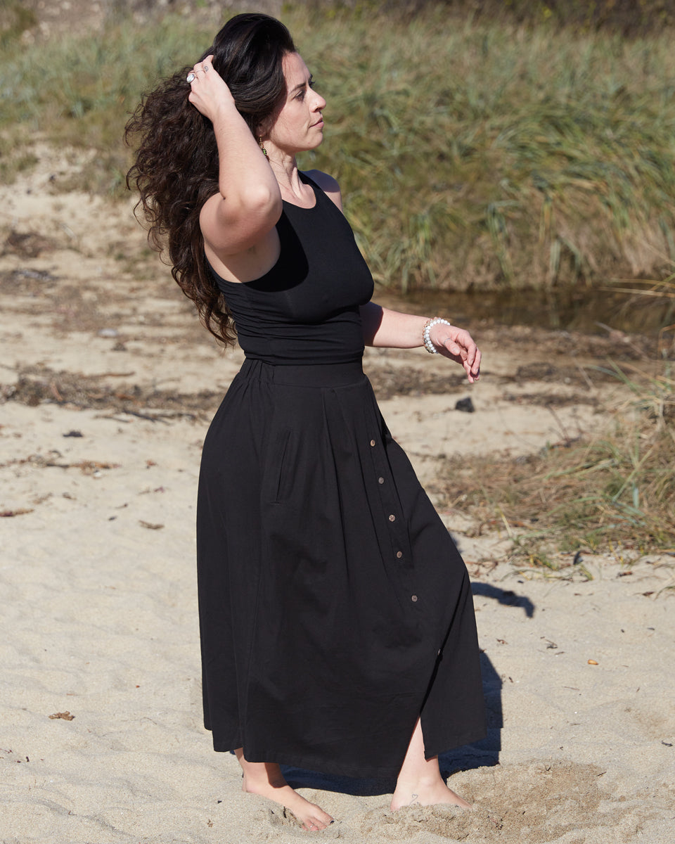 organic button down maxi skirt