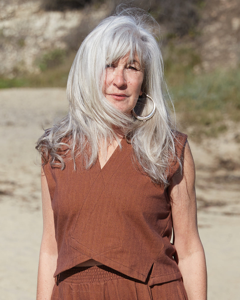 organic jacquard crossover top