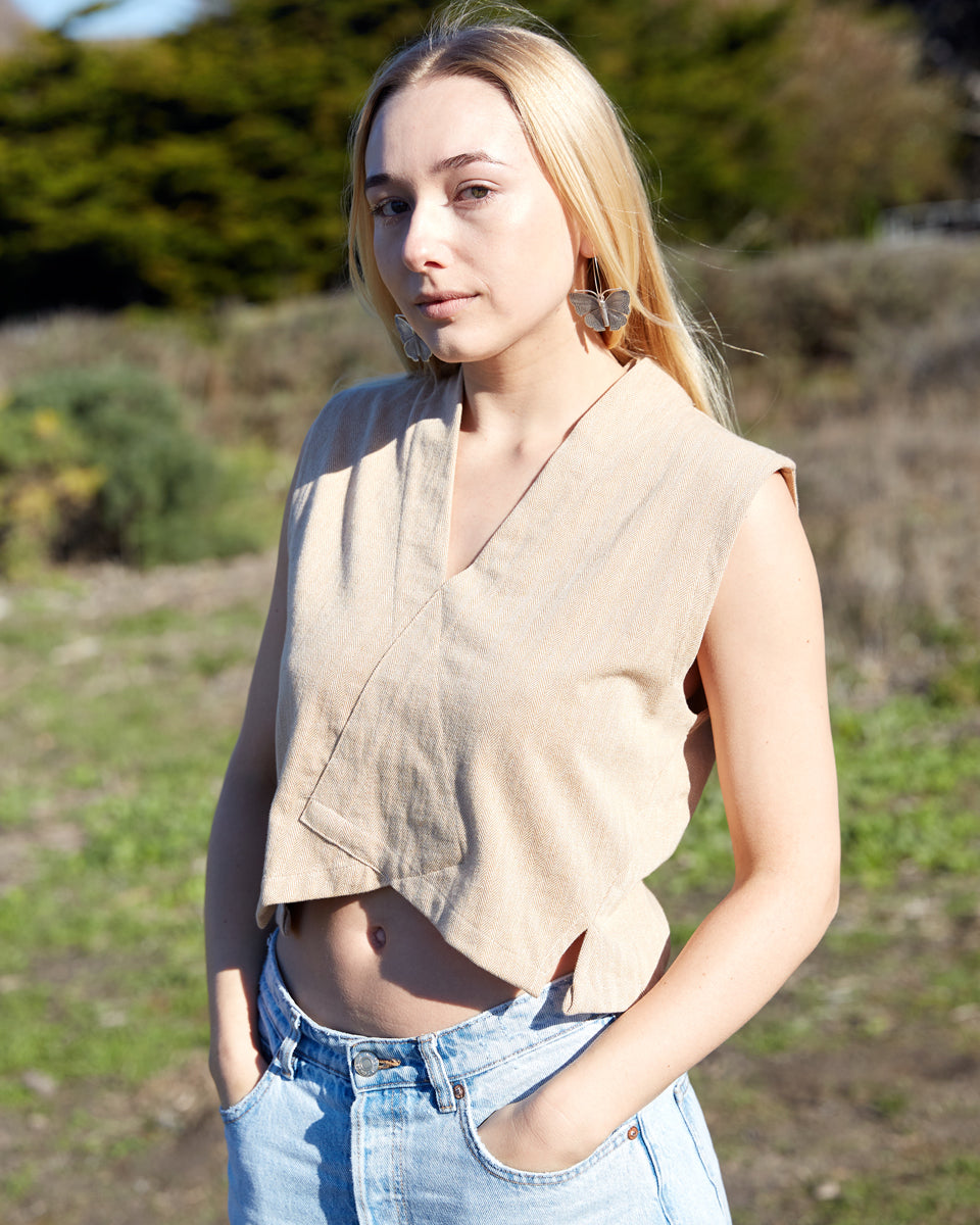 organic jacquard crossover top