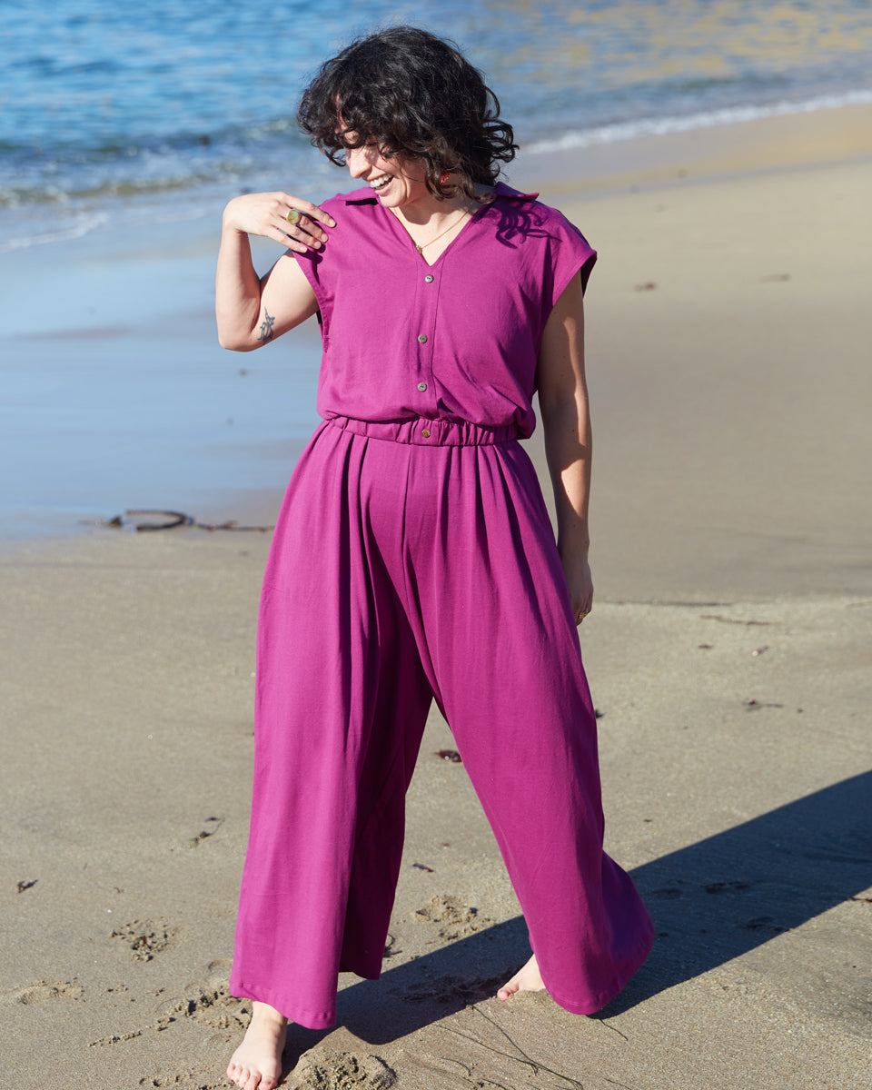 organic button down collared top