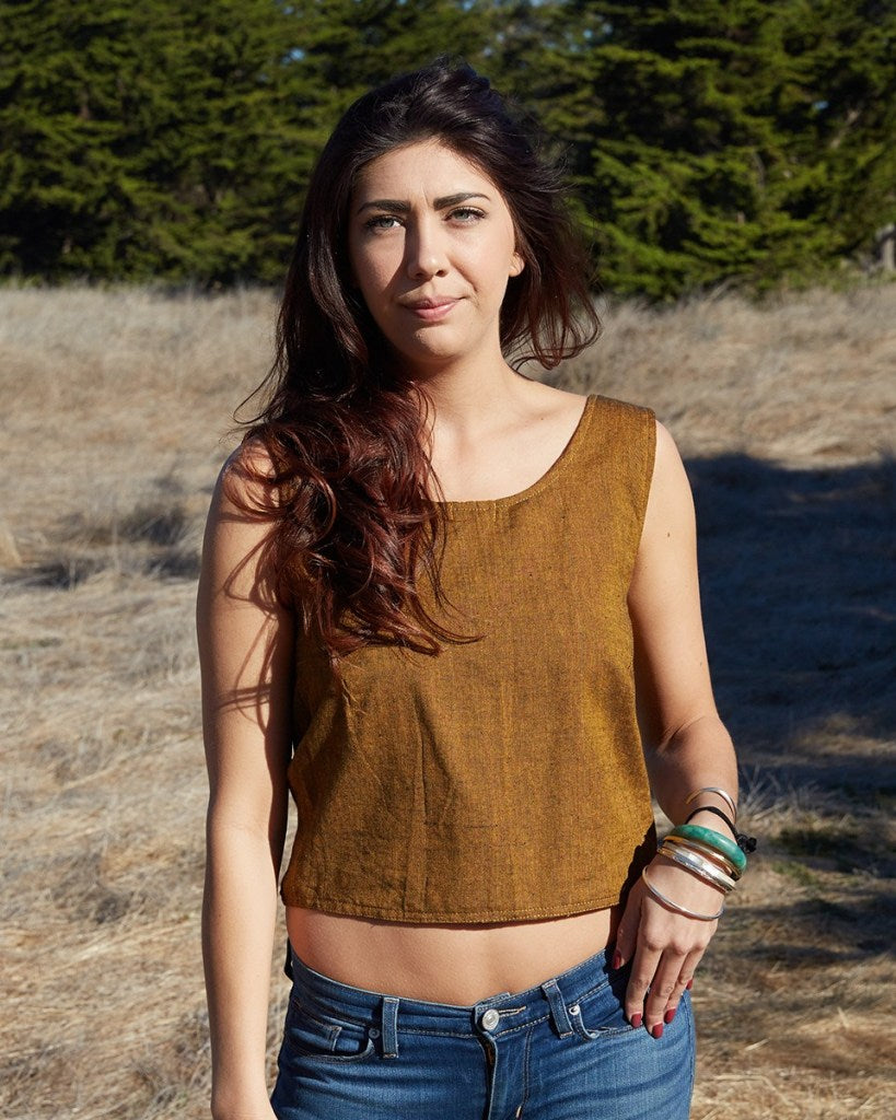 back tie handwoven tank top