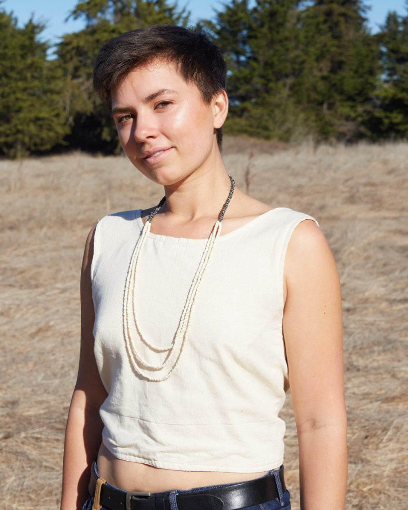 back tie handwoven tank top