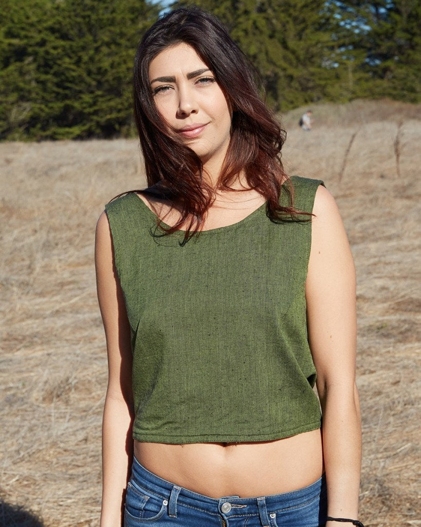 back tie handwoven tank top