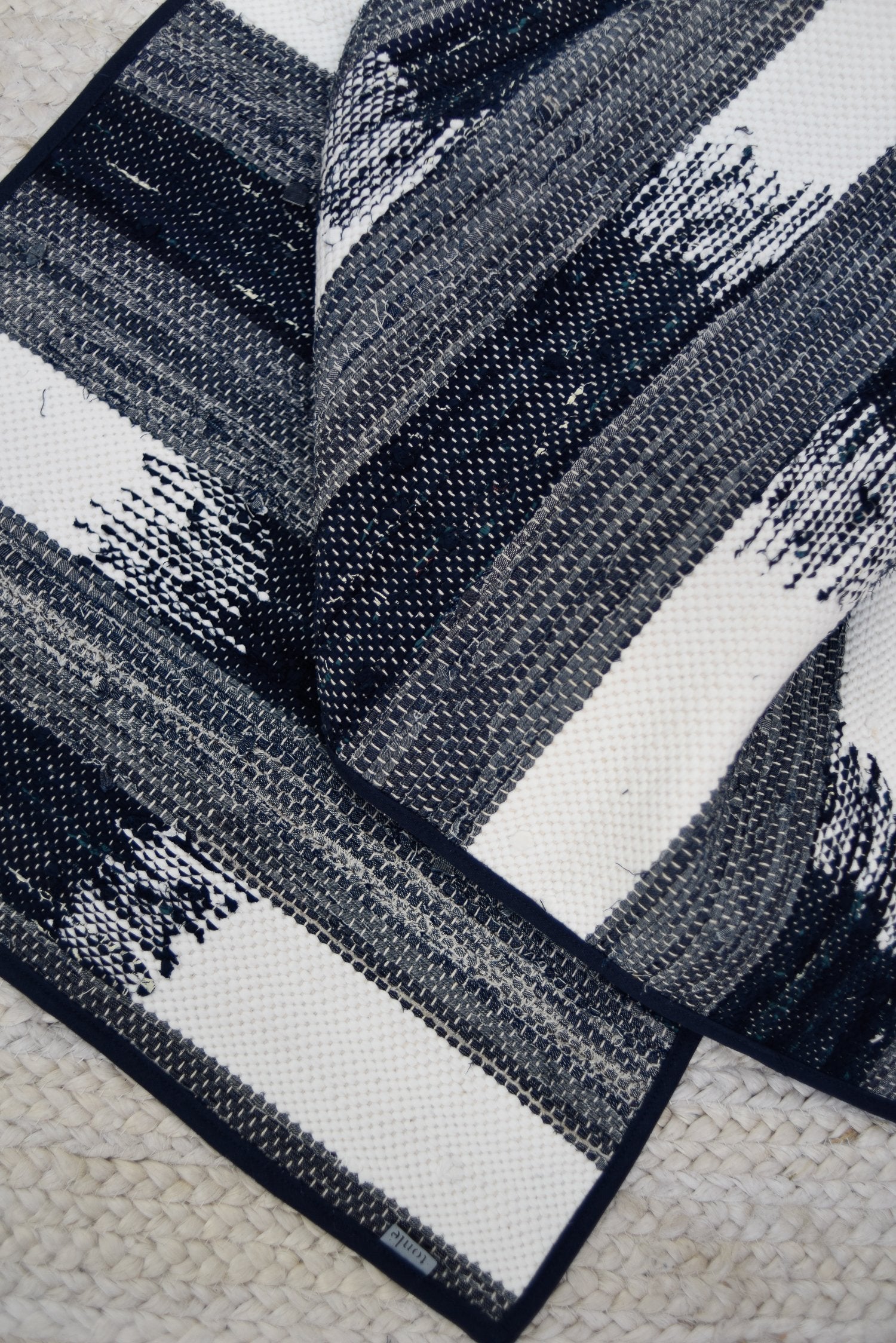 piseth handwoven rug - navy and blue tones