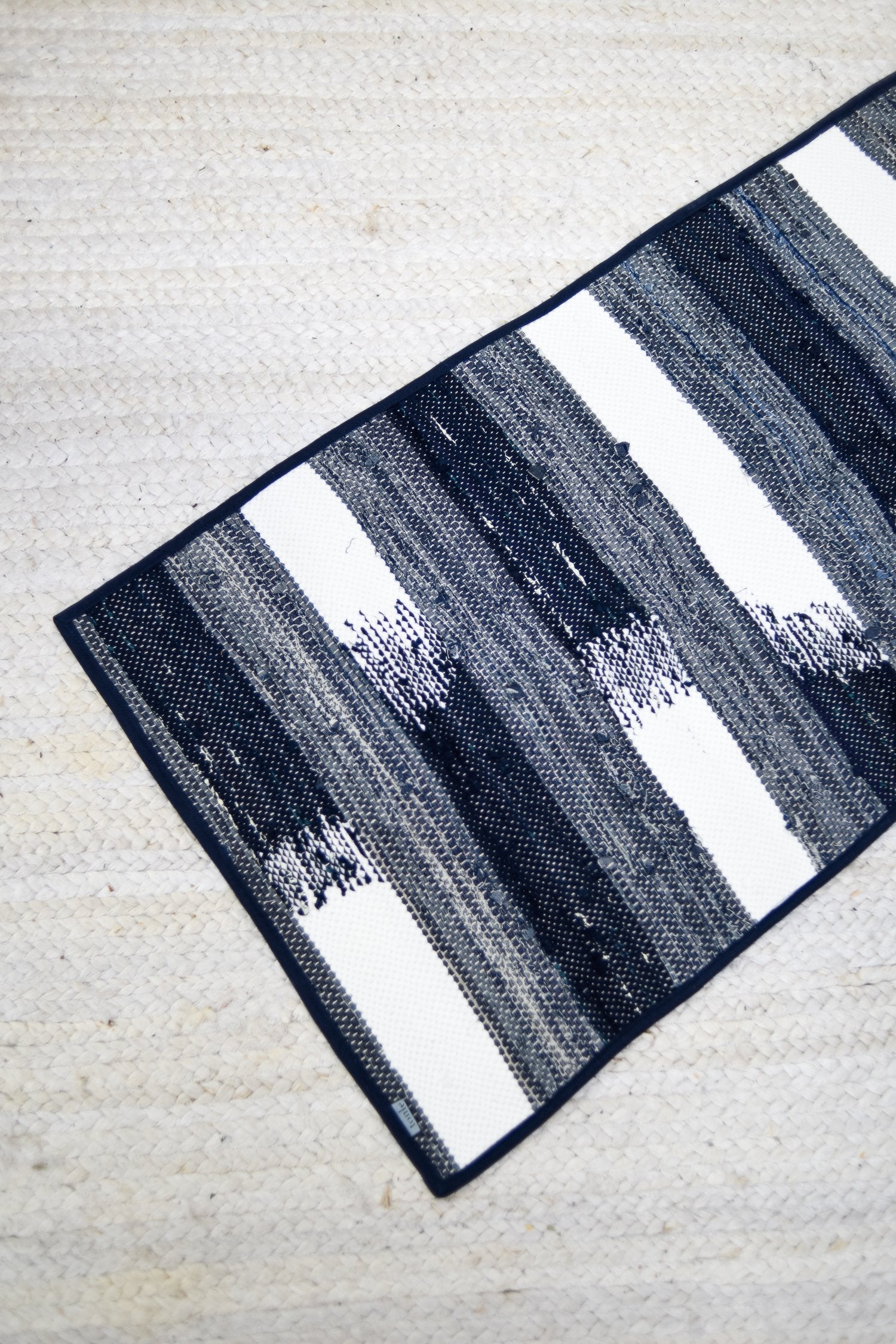 piseth handwoven rug - navy and blue tones
