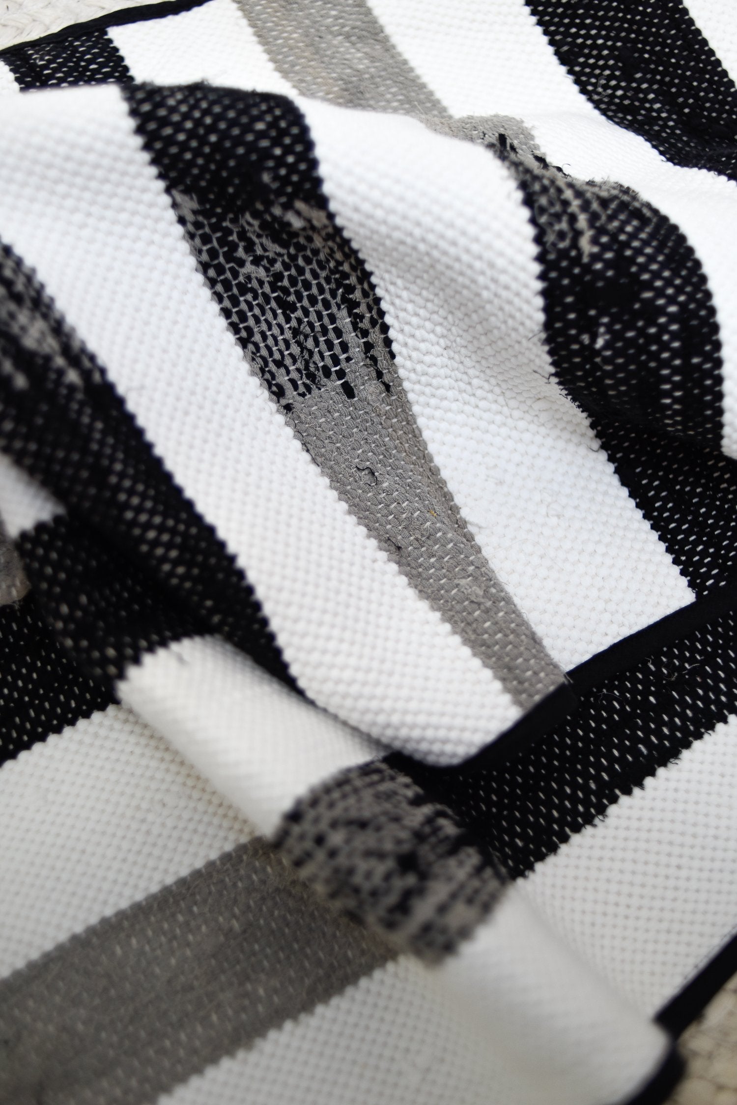 piseth handwoven rug - black and white tones