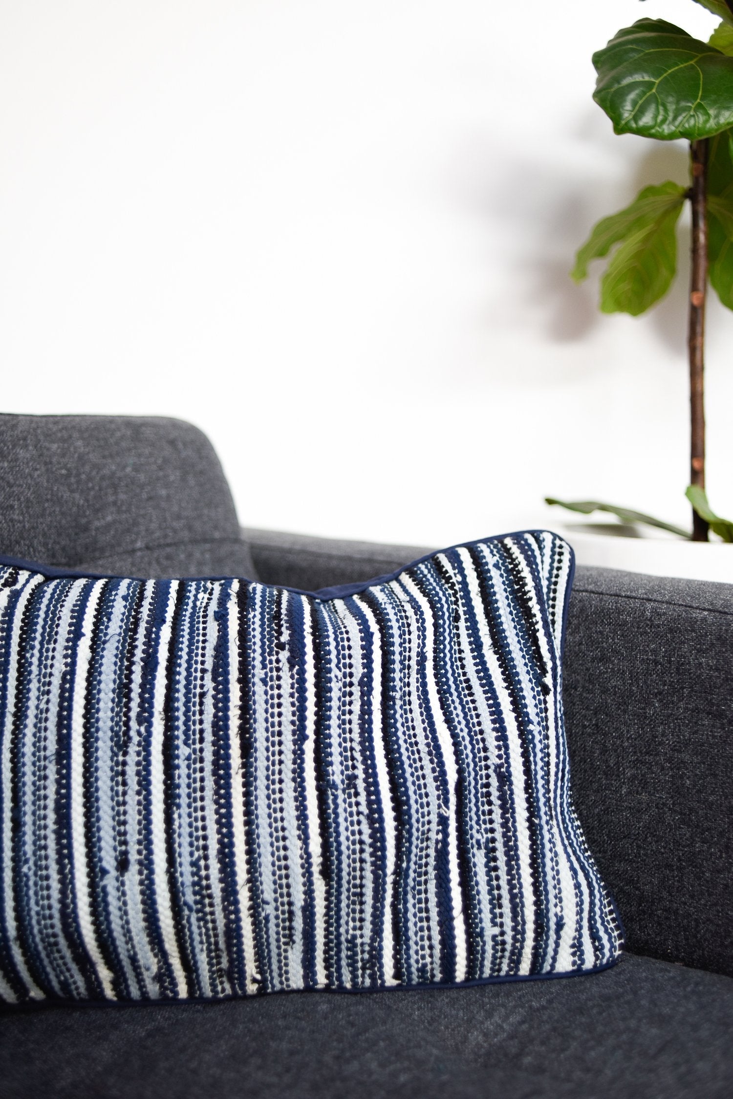 rithy handwoven pillow covers - navy and blue tones