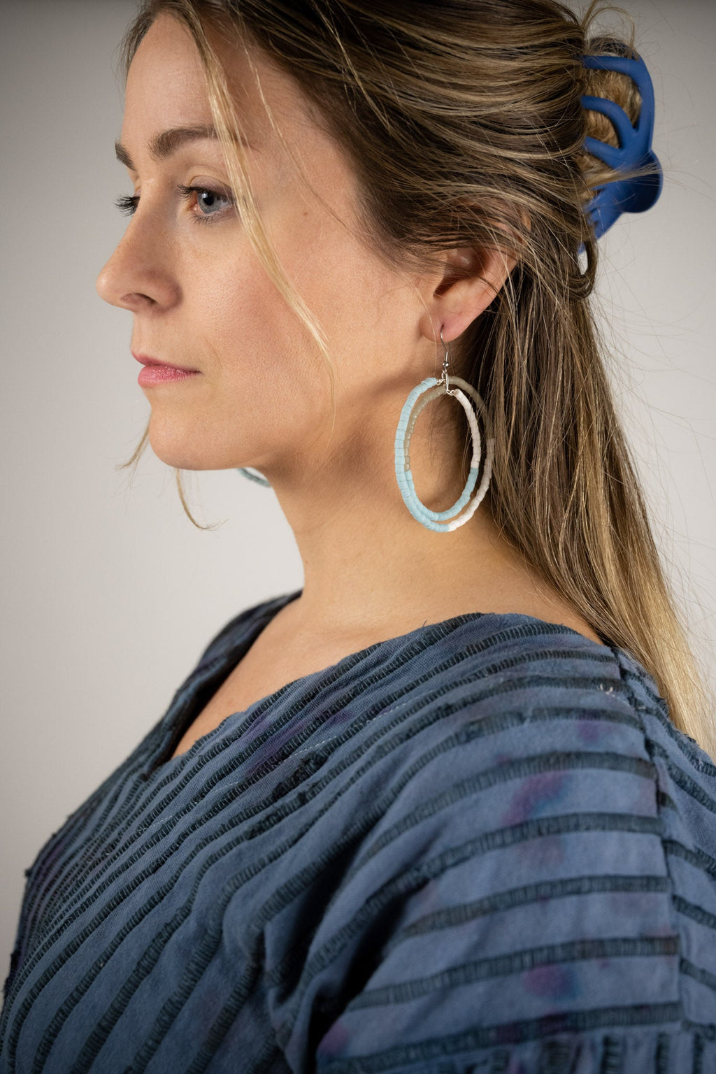 color block recycled glass hoops