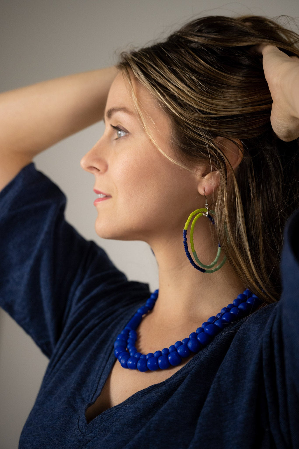 color block recycled glass hoops