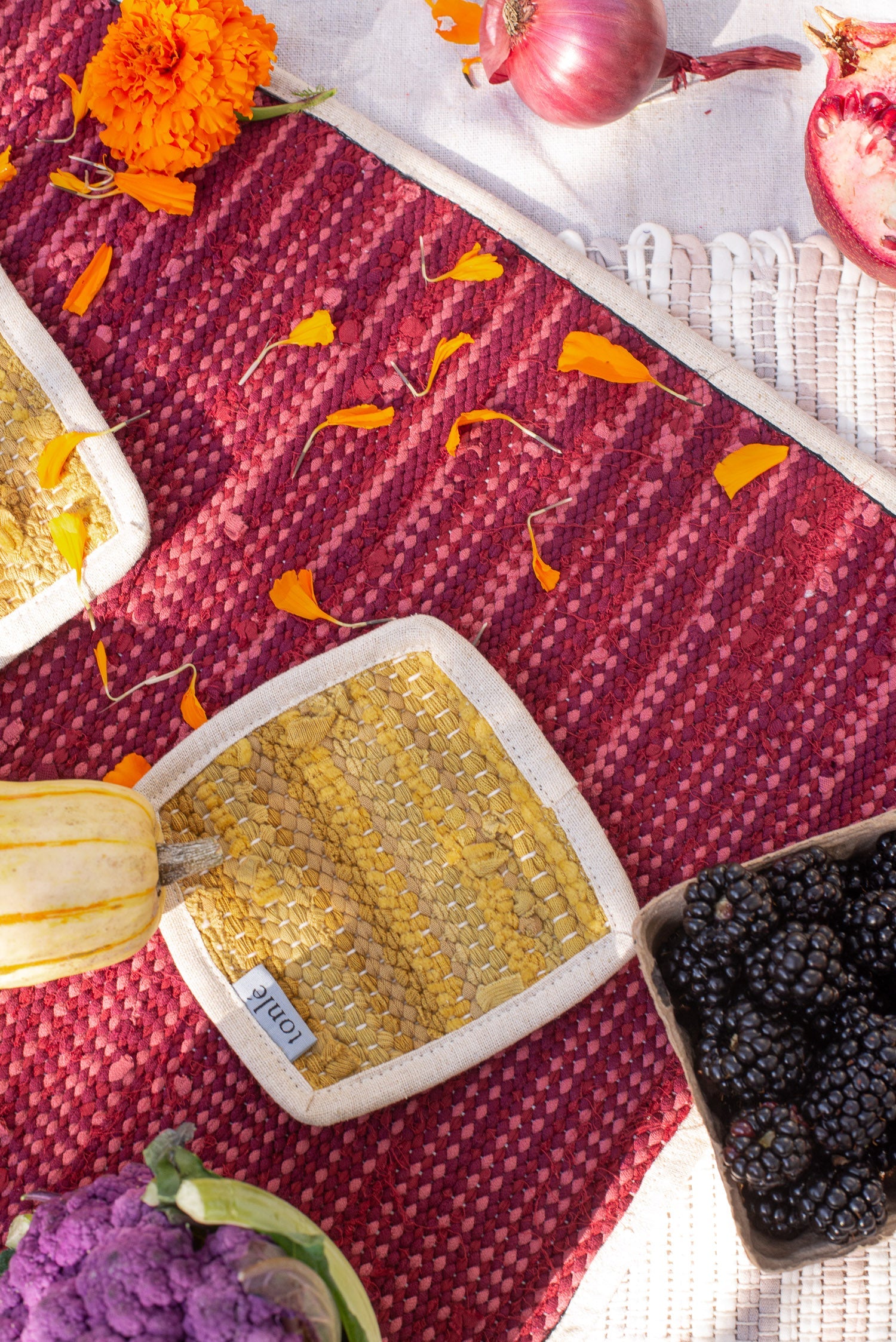 pailin handwoven coasters - small stripes - set of 4