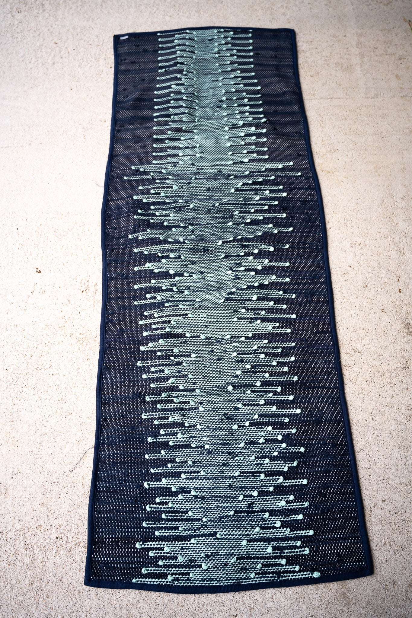 piseth handwoven rug - navy and blue tones