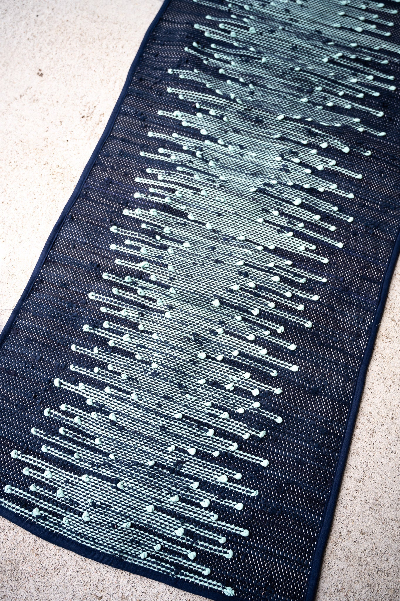 piseth handwoven rug - navy and blue tones