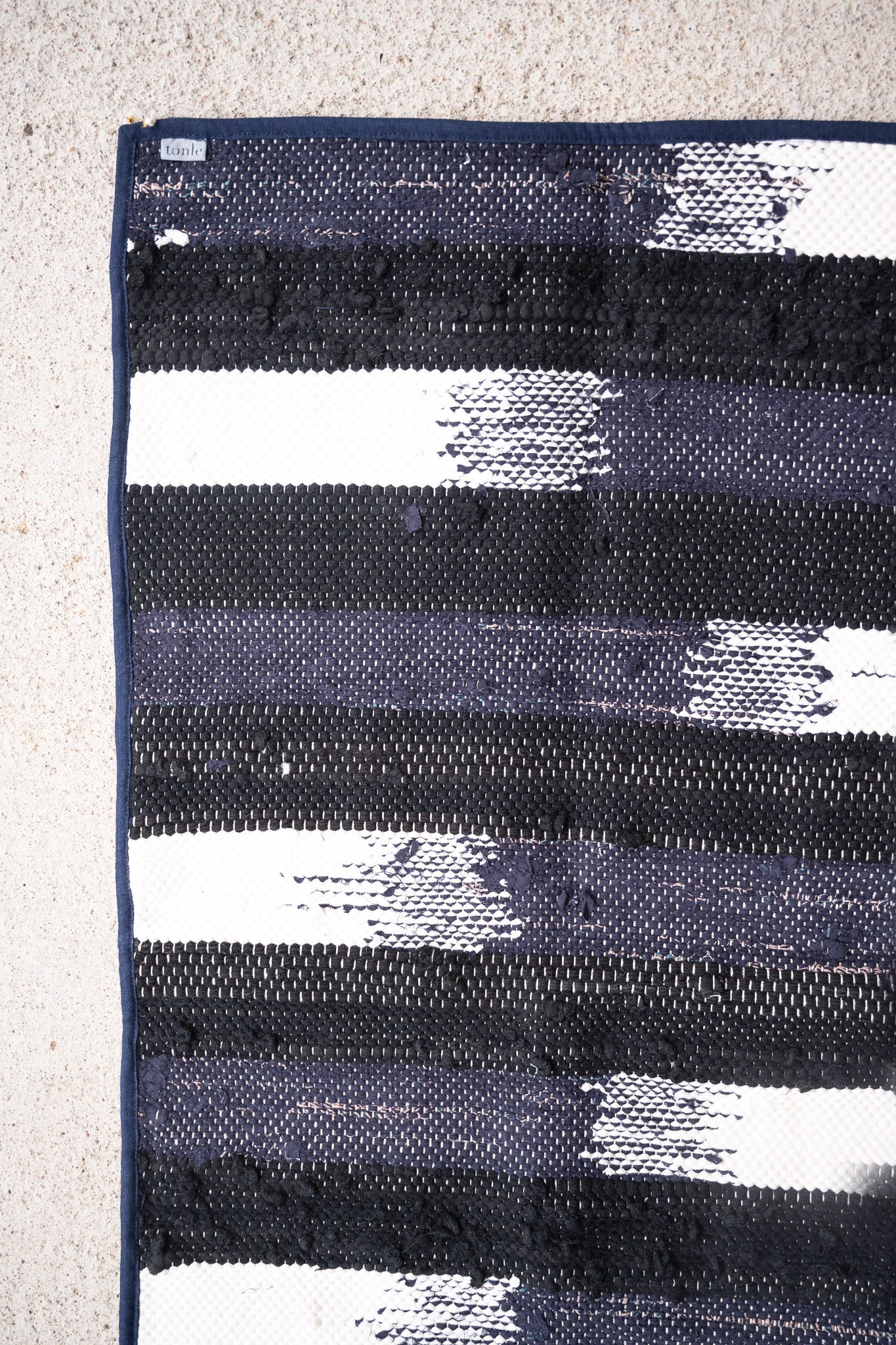 piseth handwoven rug - navy and blue tones