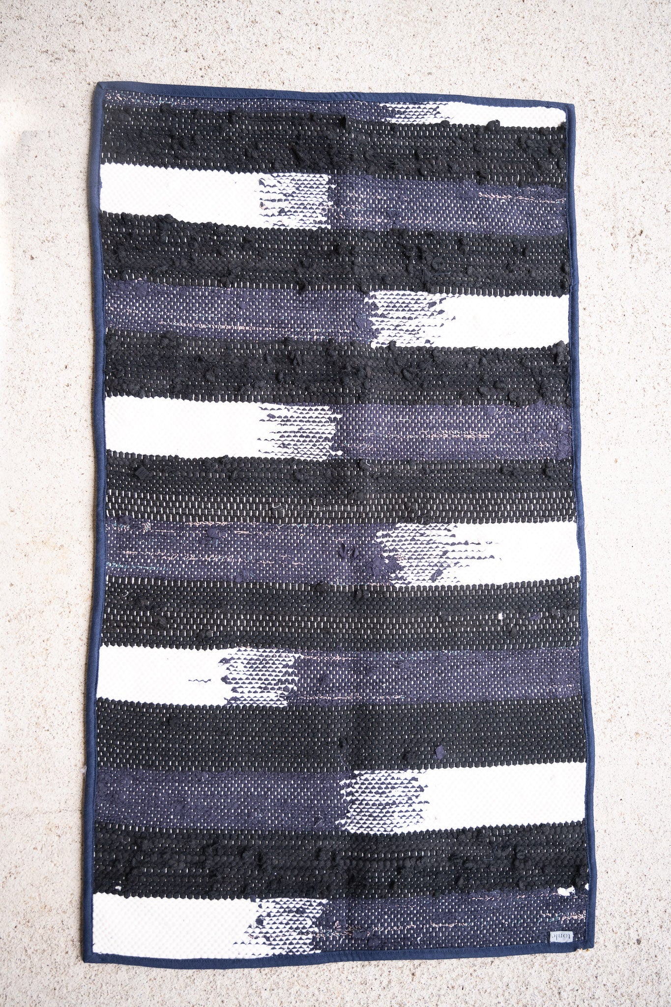 piseth handwoven rug - navy and blue tones
