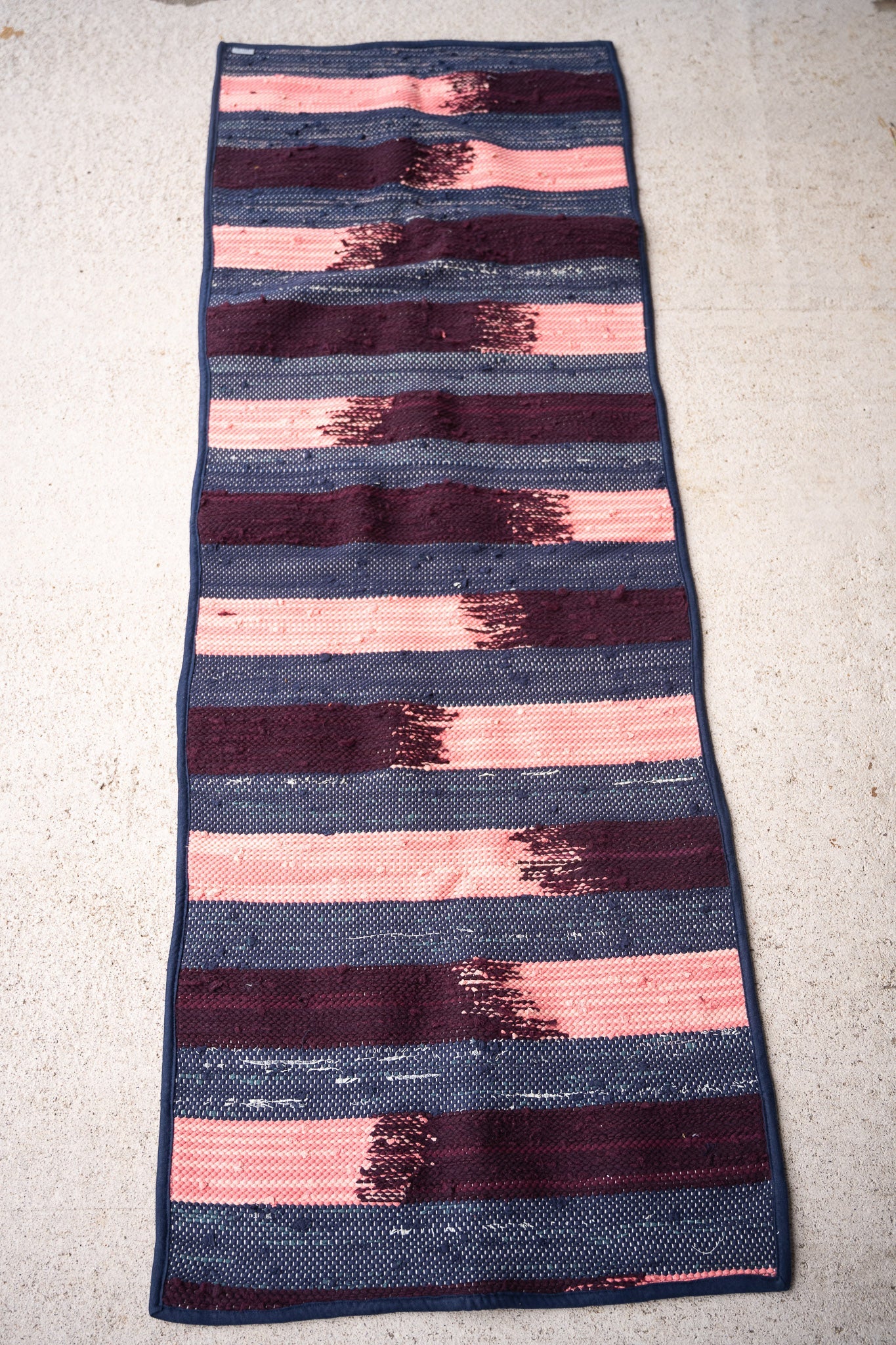 piseth handwoven rug - navy and blue tones