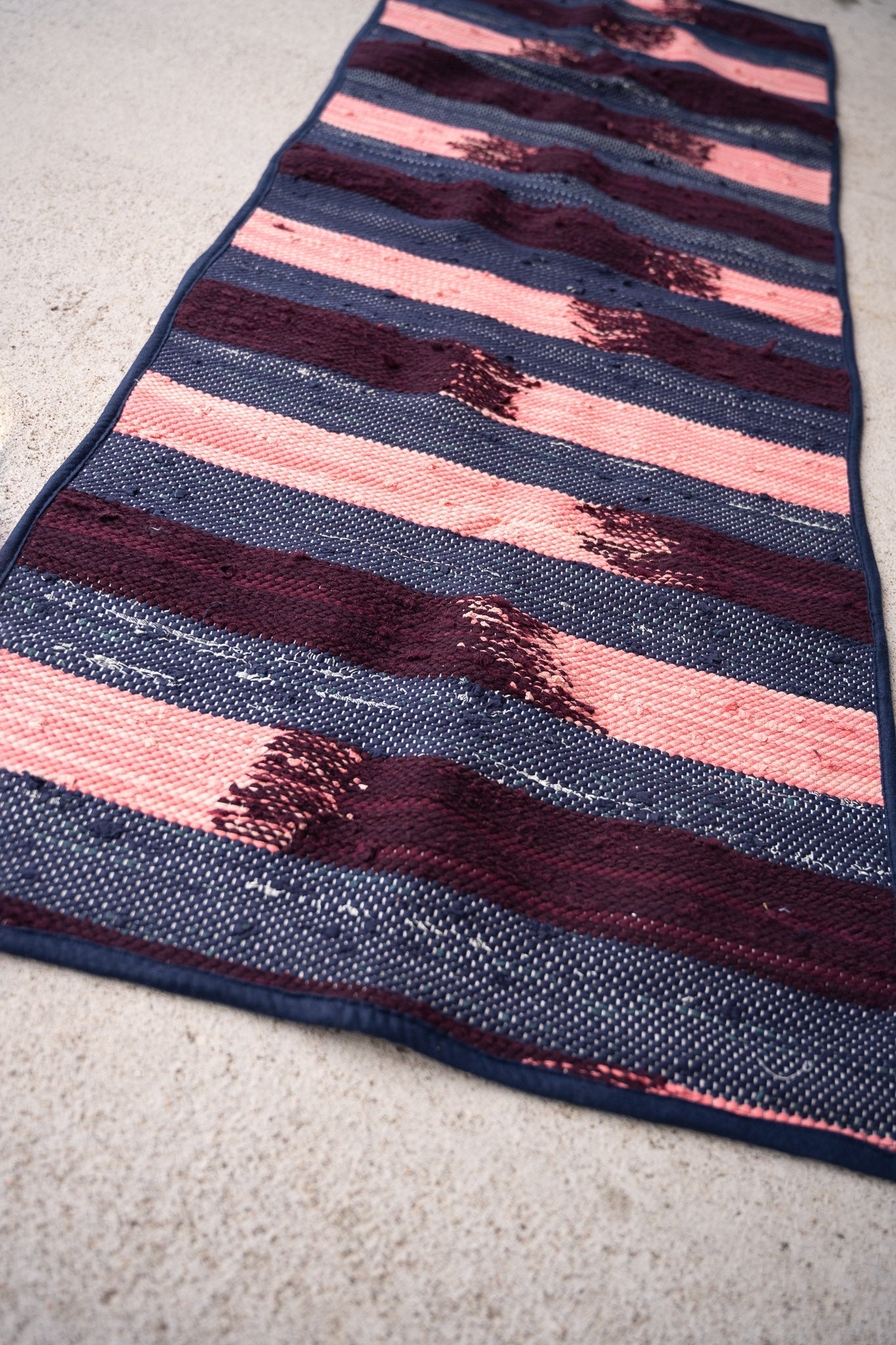 piseth handwoven rug - navy and blue tones