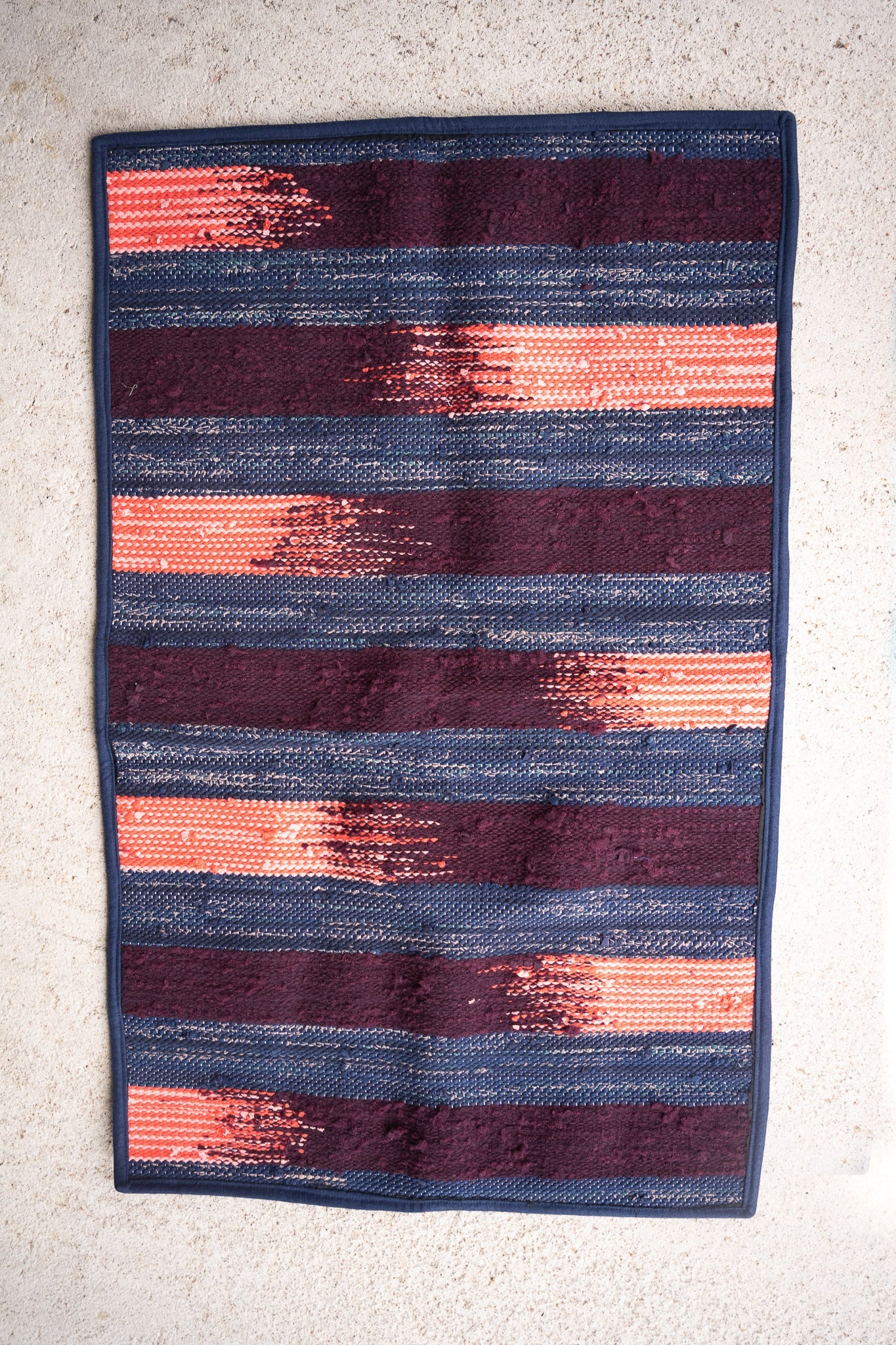 piseth handwoven rug - navy and blue tones