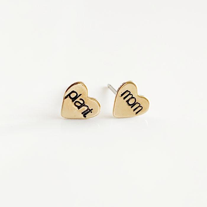 Plant Mom Earrings, Hearts