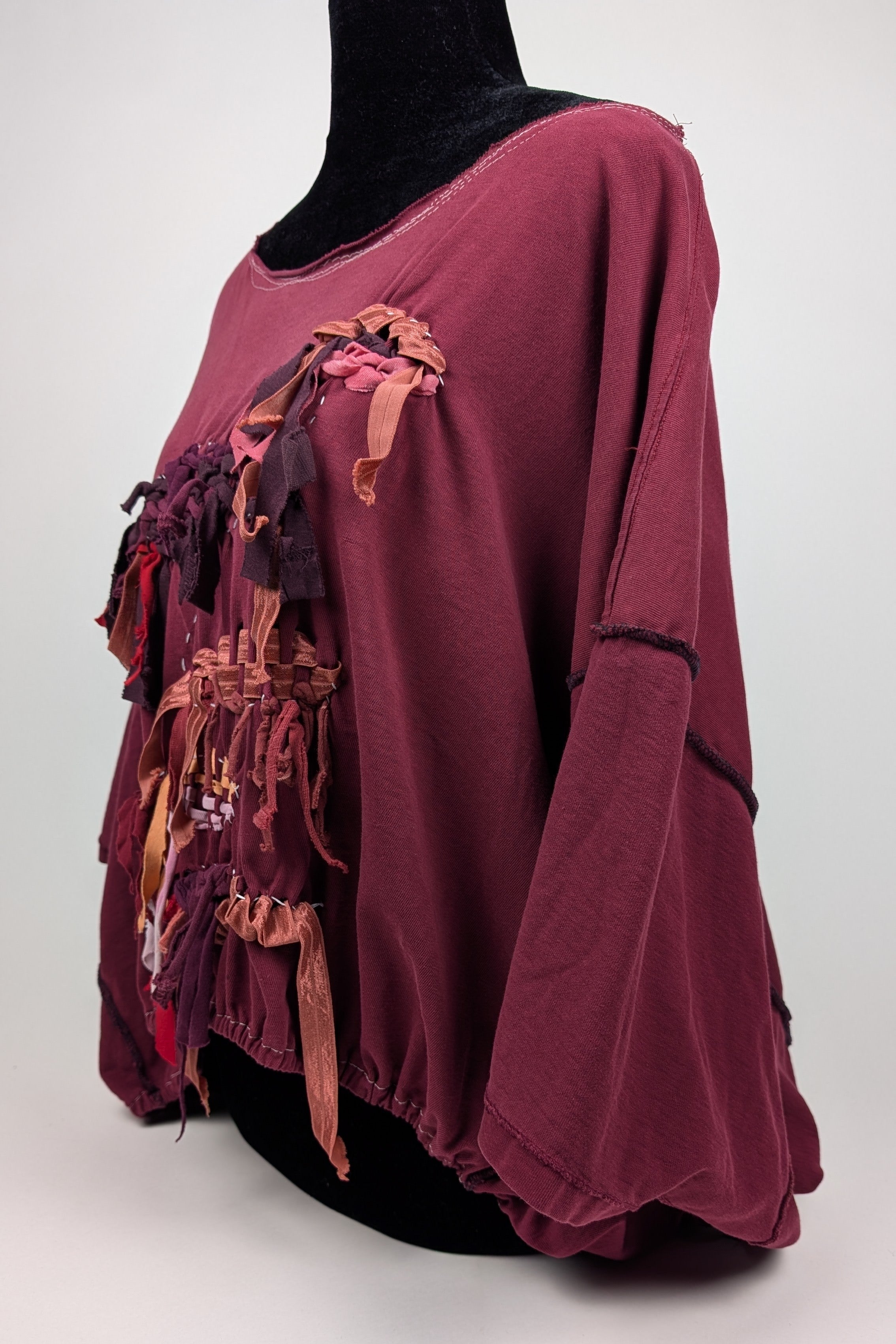 Maroon Woven Constance Wilde Upcycled Cropped Top