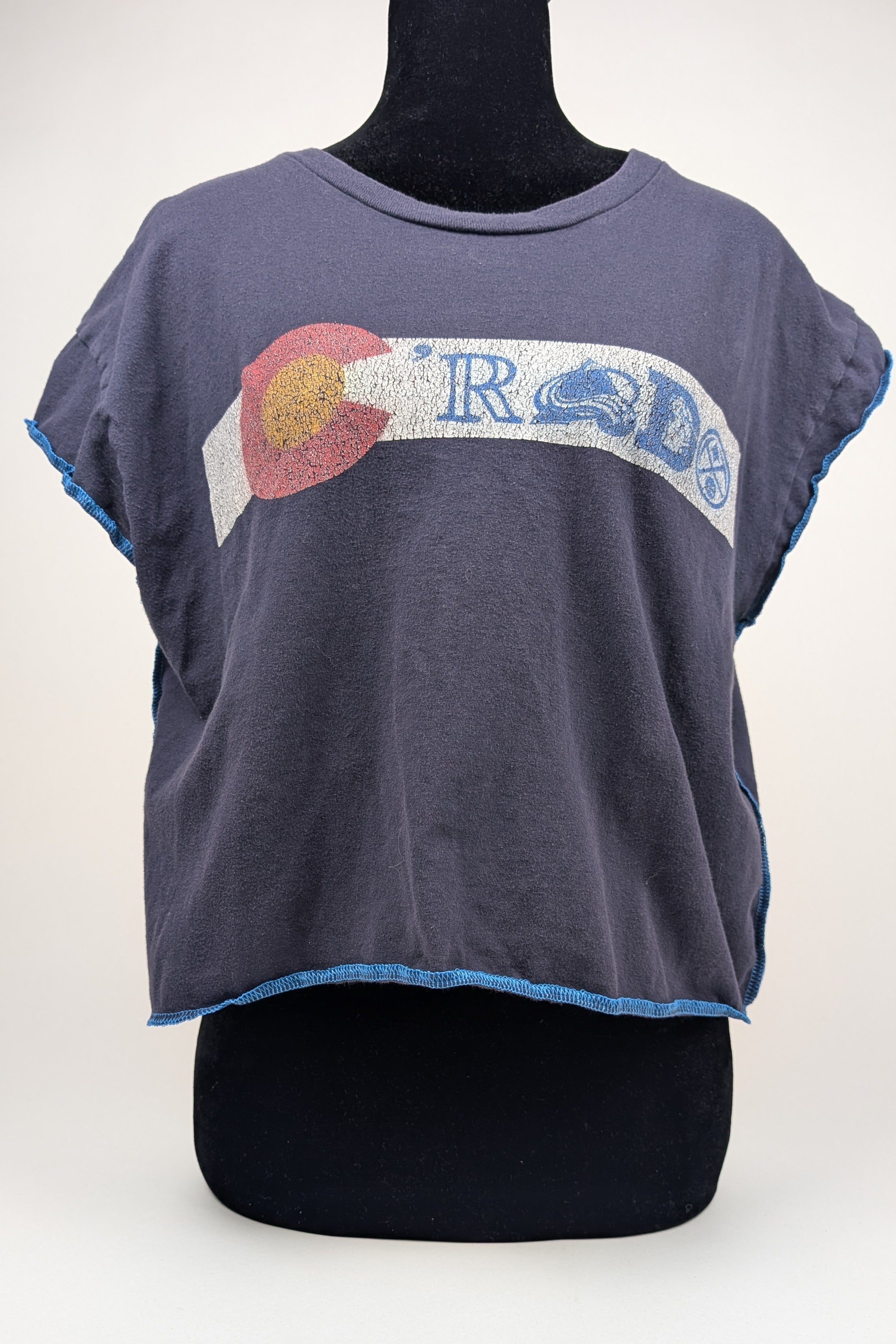 Navy Colorado Sports Constance Wilde Upcycled Cropped Top