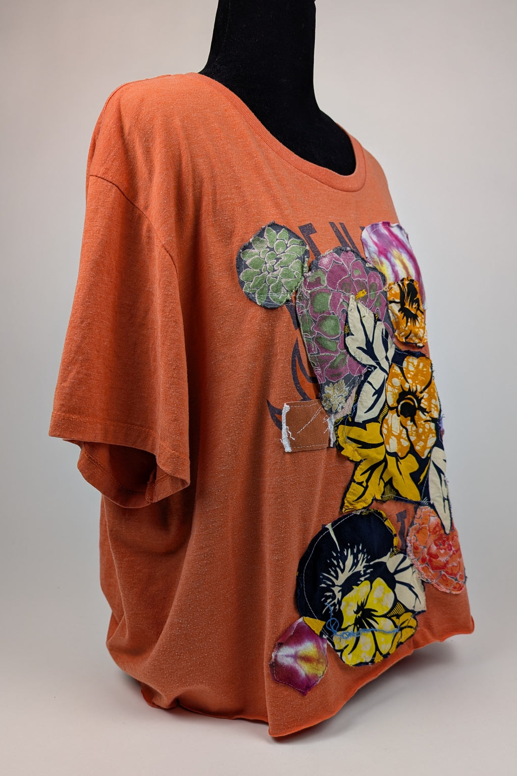 Orange Patchwork Constance Wilde upcycled Short Sleeve Top