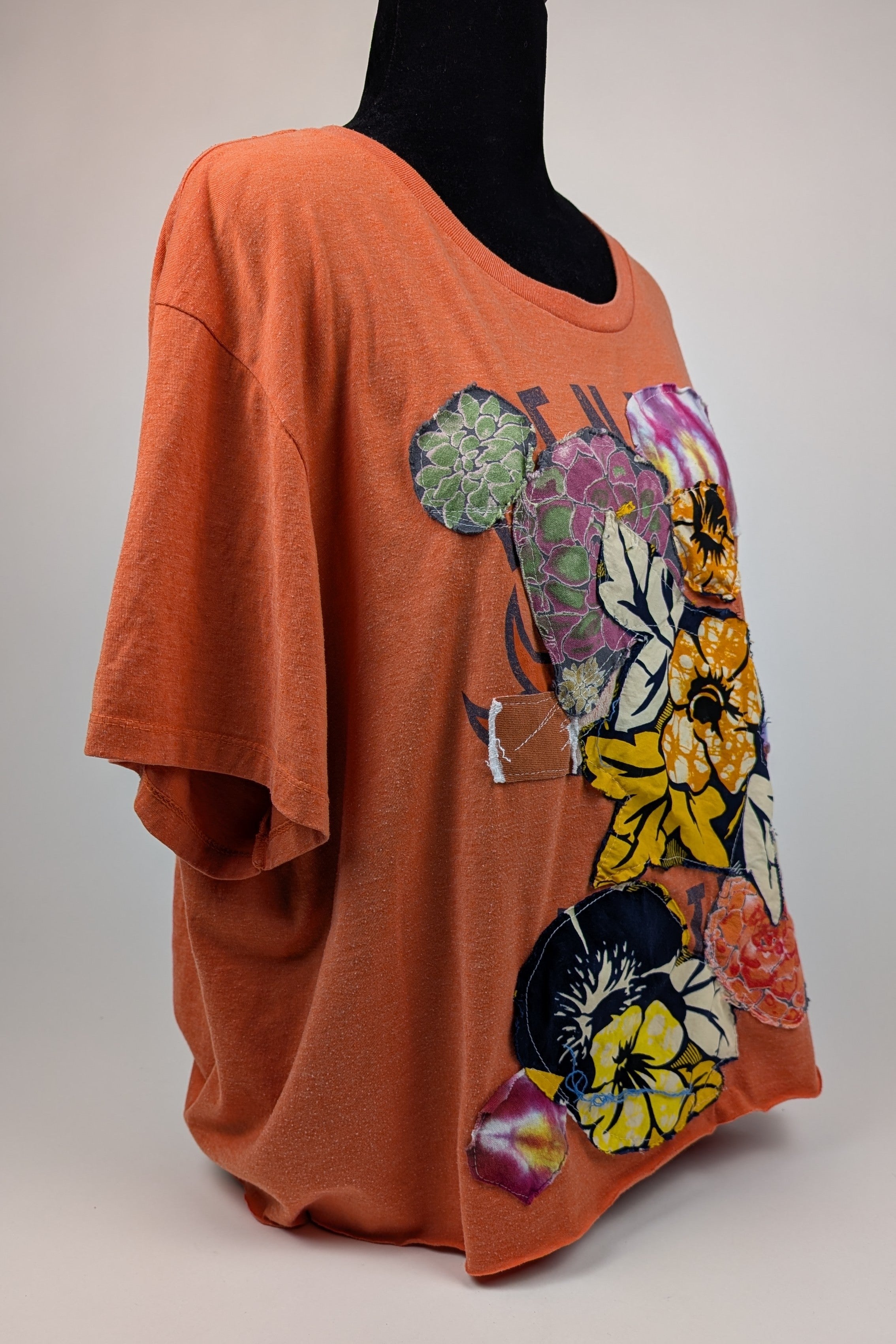 Orange Patchwork Constance Wilde upcycled Short Sleeve Top
