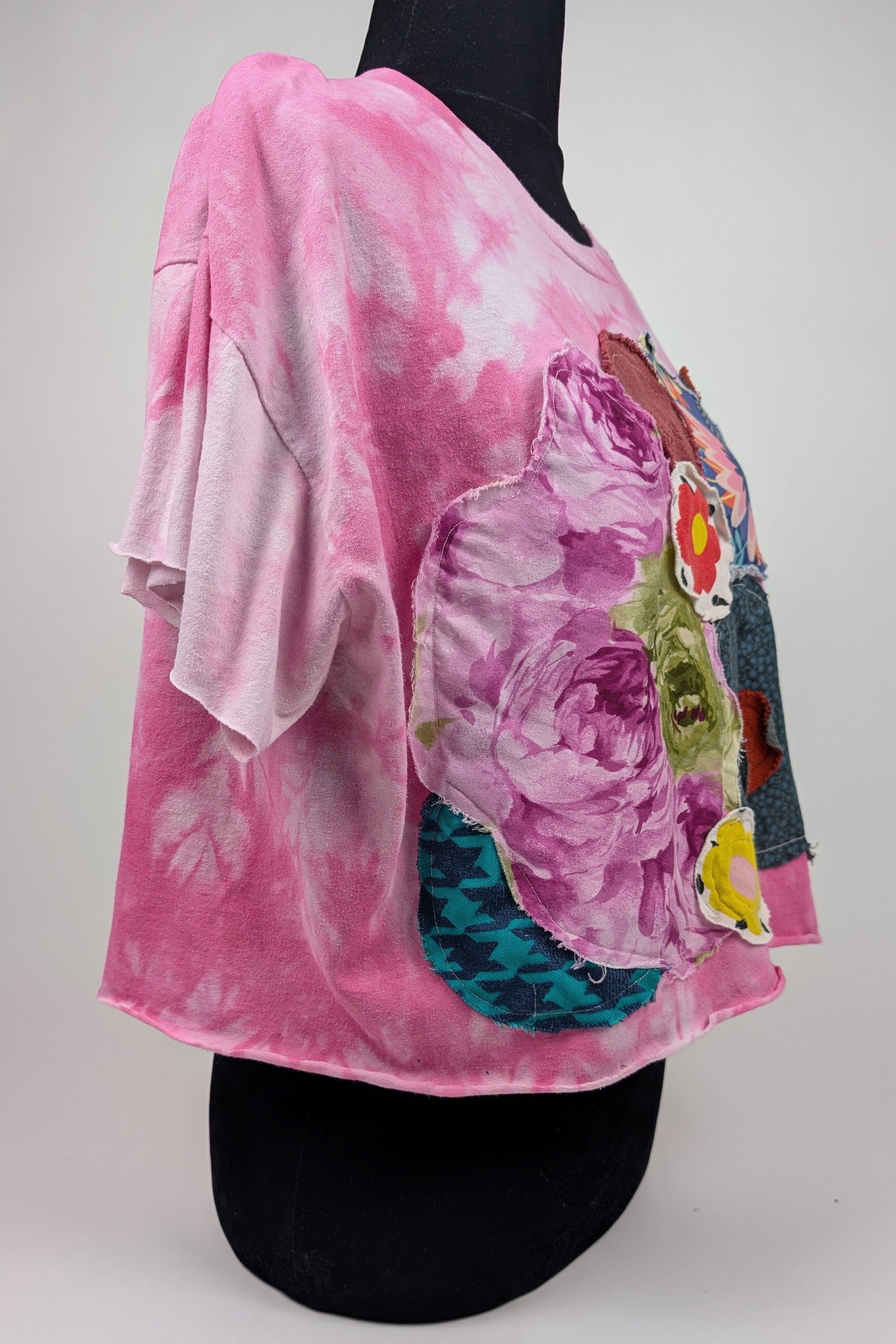 Pink Patchwork Constance Wilde Upcycled Short Sleeve Top