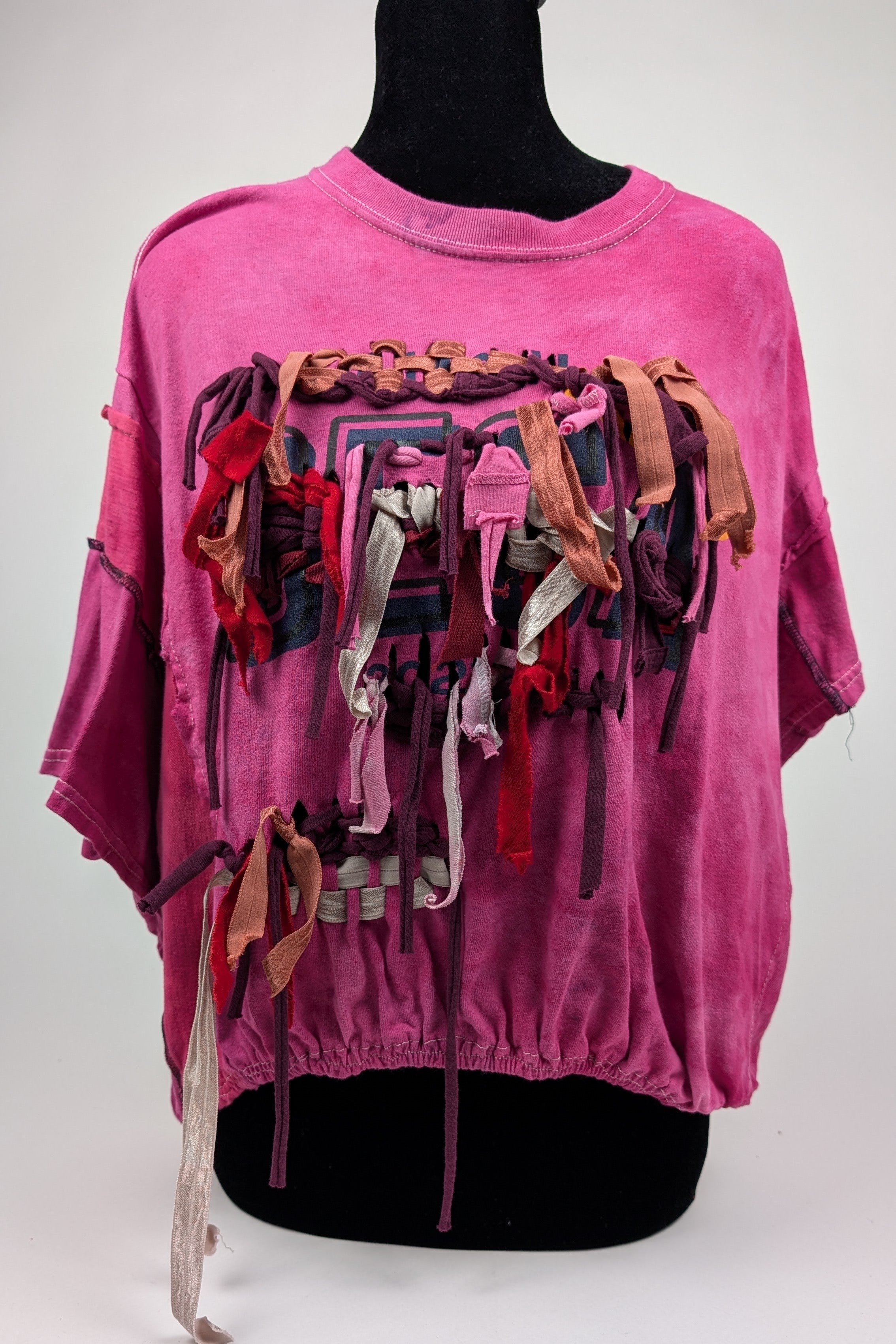 Pink Woven Constance Wilde Upcycled Cropped Top